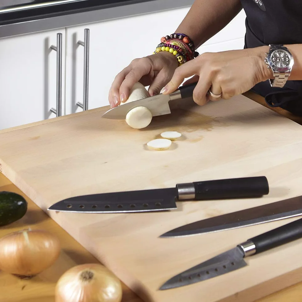 Cecotec Profesjonalny zestaw noży Santoku o szerokości 2 mm, profesjonalny zestaw noży Santoku
