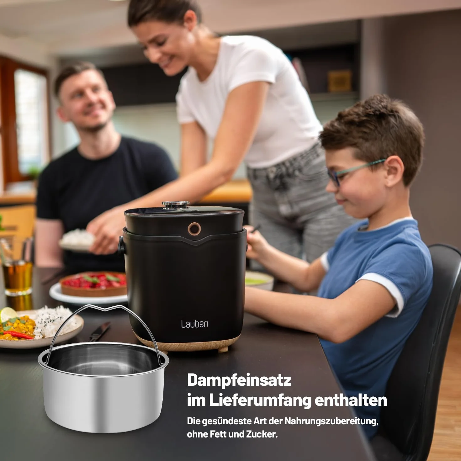 Lauben Wielofunkcyjny garnek do gotowania ryżu 2000 BW, Wielofunkcyjny garnek do gotowania ryżu - moc 400 W, pojemność 2 l, wyświetlacz cyfrowy, 12 programów, powłoka zapobiegająca przywieraniu