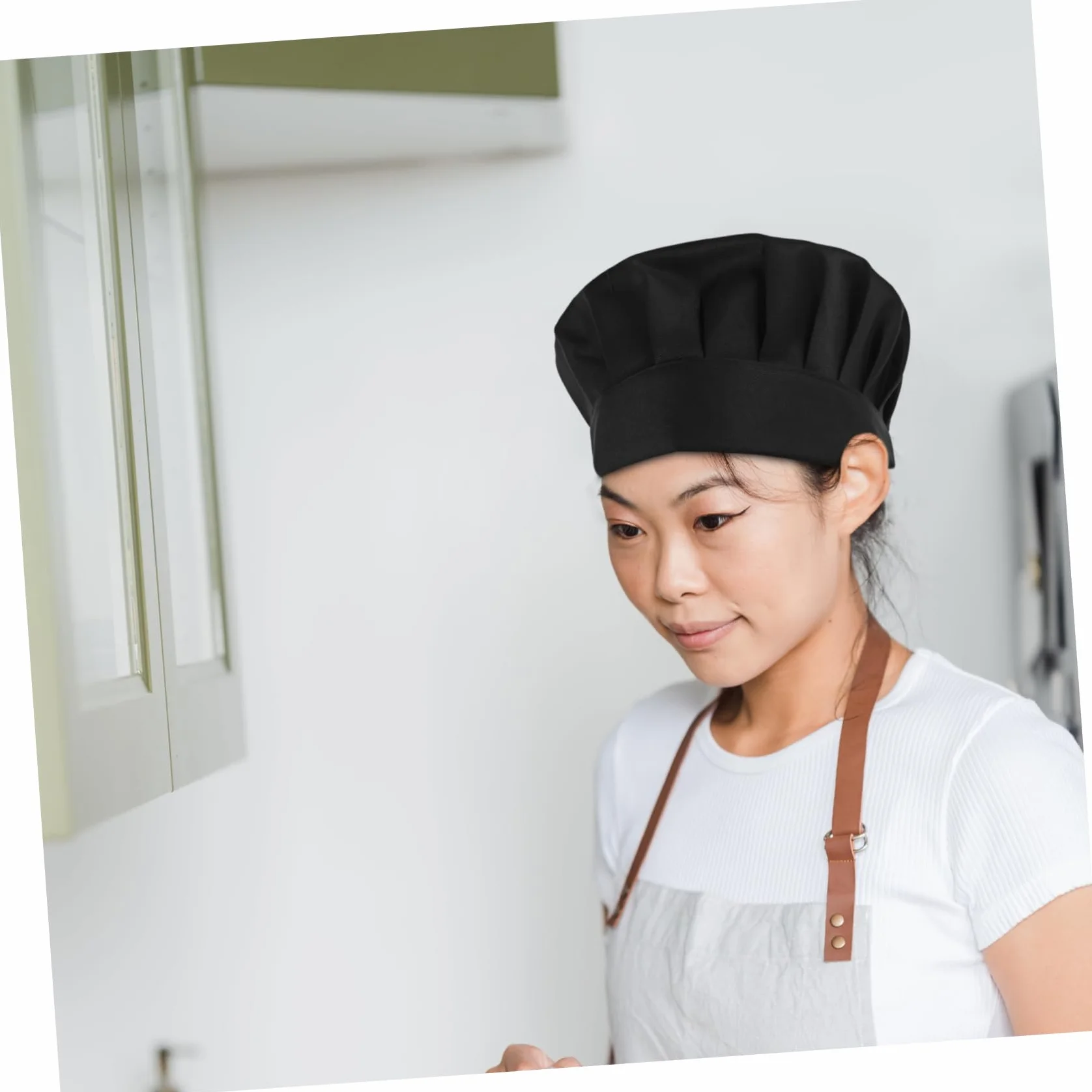 COLLBATH 2pcs Chef Hat Cook Cape Unisex Chef Hats Kitchen Kotelowa Czapka Oddychana Czaszki Czapki Czapki Kuchenne Czapki Cateringowe Dla Mężczyzn Kobiety Czarne