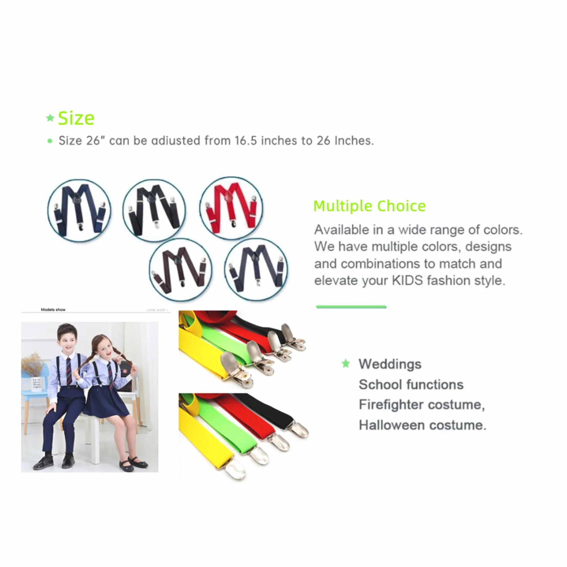 PlayCool Suspendery dla dzieci 1" regulowany Y na zatrzask
