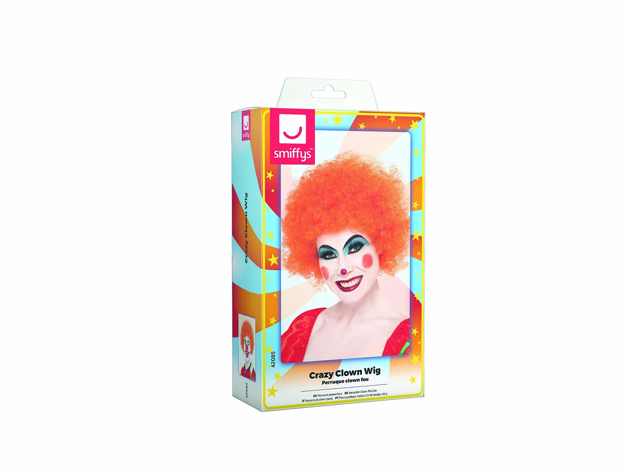 Fancy Dress Crazy Clown Wig Orange 120g