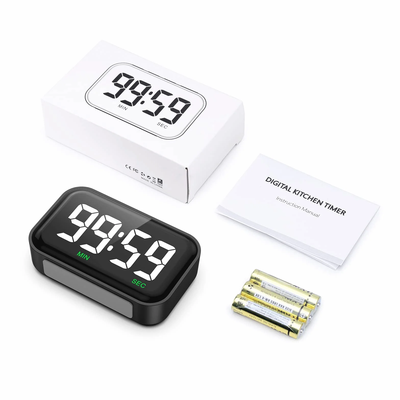 Minutnik kuchenny magnetyczny Cyfrowy timer i stoper 2 w 1 z dużym wyświetlaczem LCD 3-stopniowa głośność 99 min 59 s
