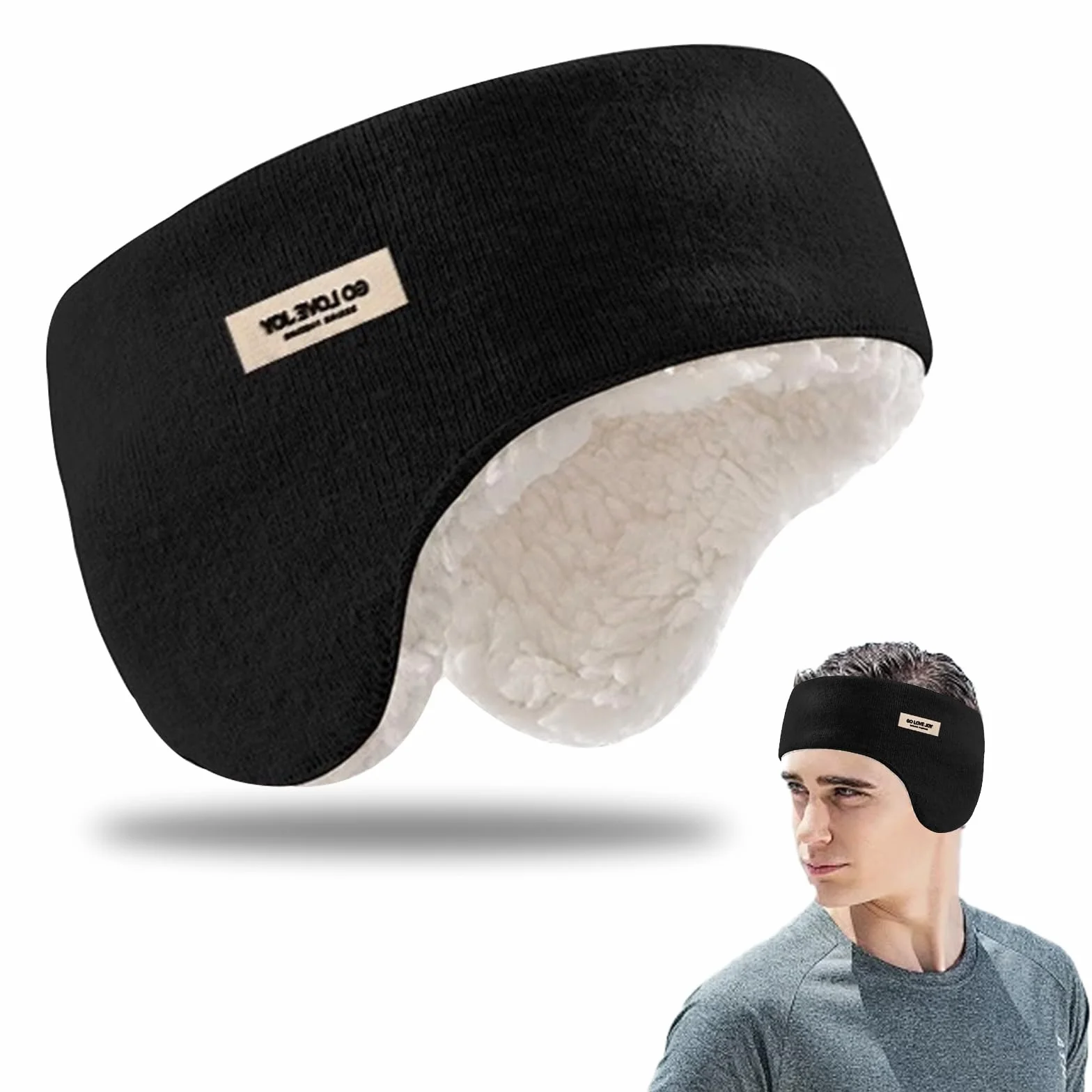Męskie i Damskie Nauszniki Zimowe, Czarne, Ciepłe, Klasyczne Nauszniki do Jazdy na Rowerze, Wędrówek, Jazdy na Nartach, Snowboardzie, Jogi