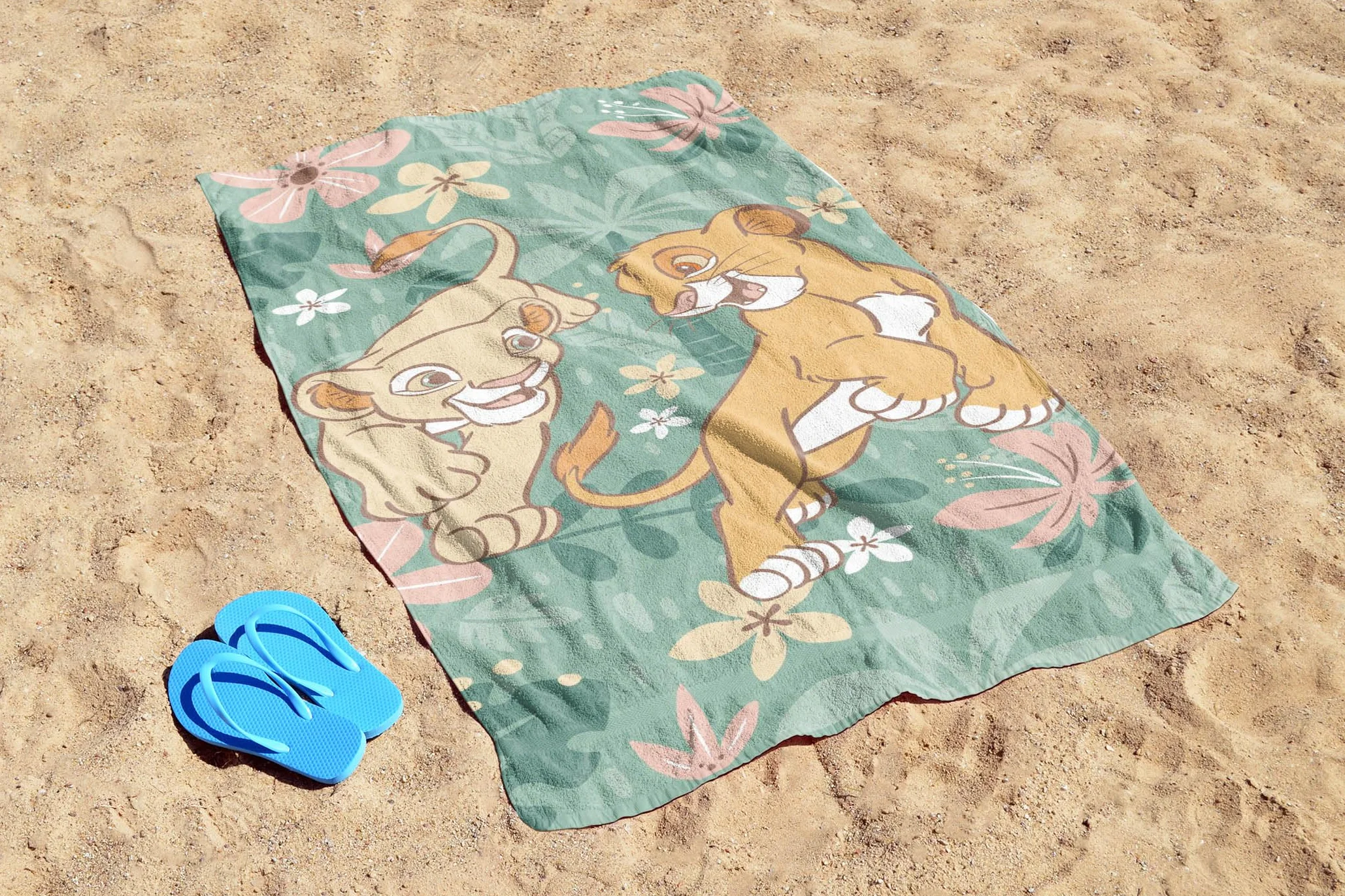 Jay Franco Kids Disney Król Lew 100% bawełniany ręcznik plażowy – 71 x 147 cm Super miękki ręcznik kąpielowy, basenowy i podróżny, oficjalny produkt licencjonowany, zielony