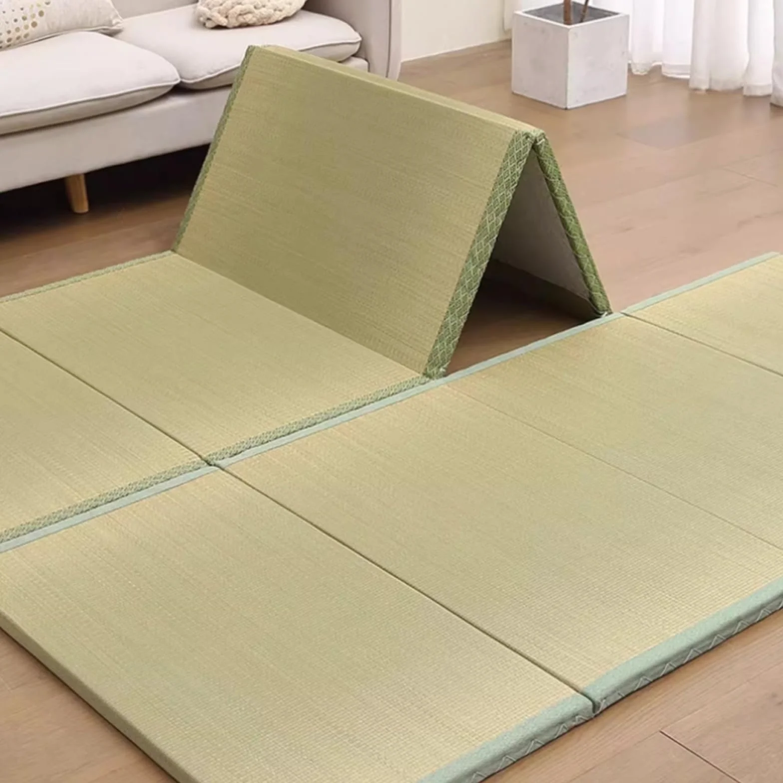 4-krotnie Japońska Mata Tatami, Naturalny Produkt Z Podłożem Bez Poślizgu, Mata Tatami Do Sypialni Herbaciarnia I Studia Jogi(Size:100X200X3..5cm)