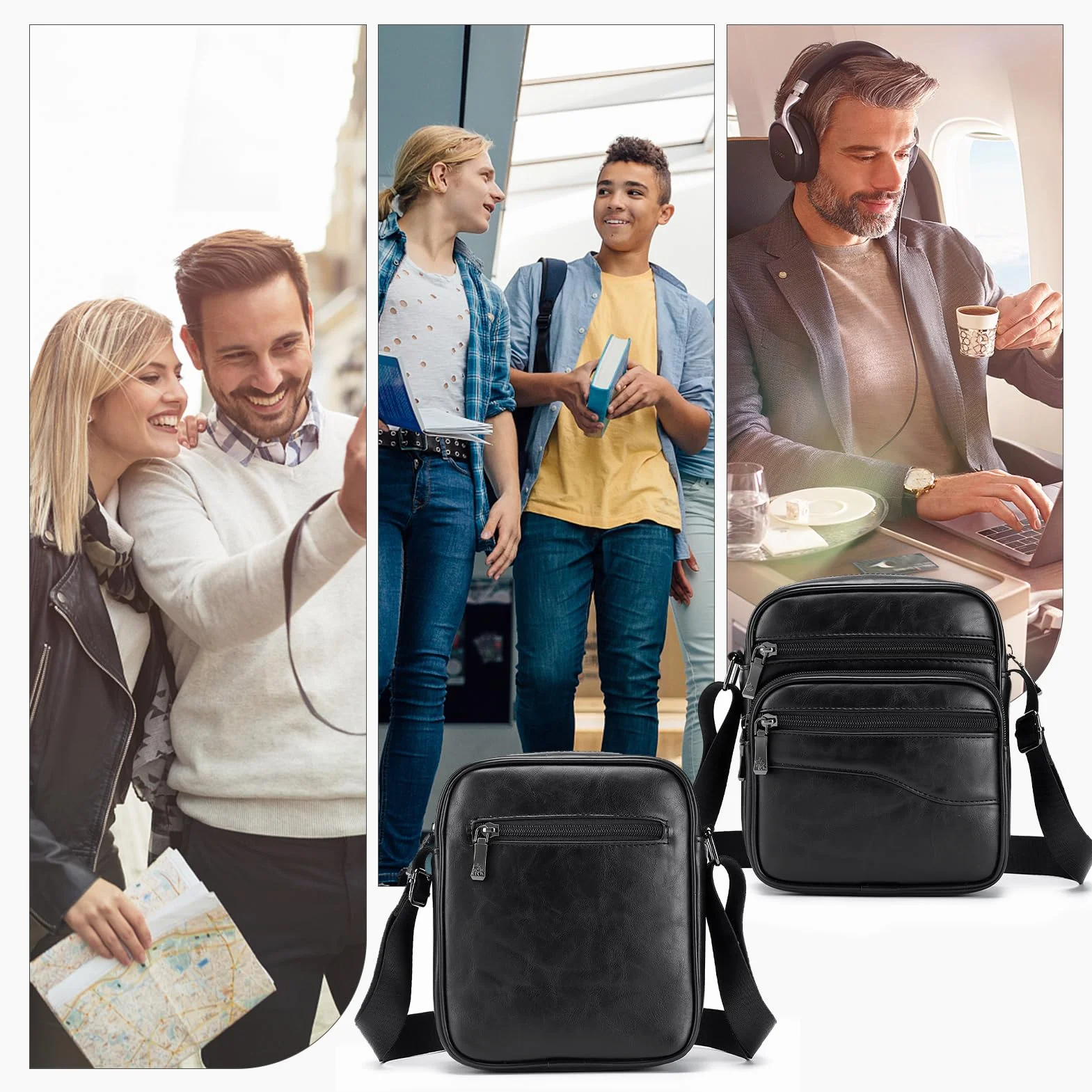 SPAHER Torba męska skórzana torebka na ramię torebka na ramię torba na ramię duża torba kurierska crossbody prezent dla mężczyzn