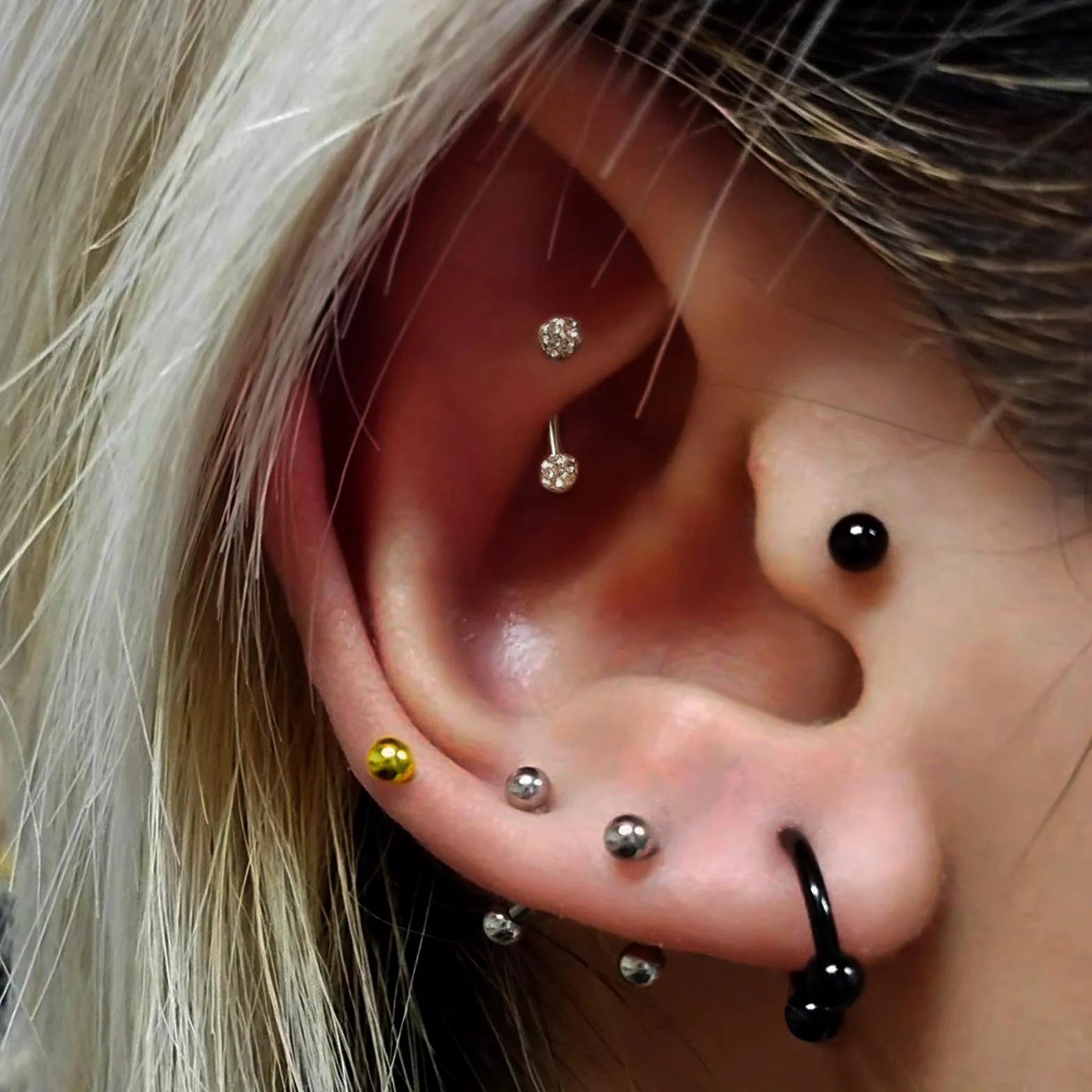 G23 Titan Rook piercing biżuteria banan brwi, barbell, helix, labret, piercing wargi, piercing do ust, do noszenia na co dzień, srebrny, złoty, kula, zakrzywiony sztanga, 6 mm, 8 mm, 10 mm