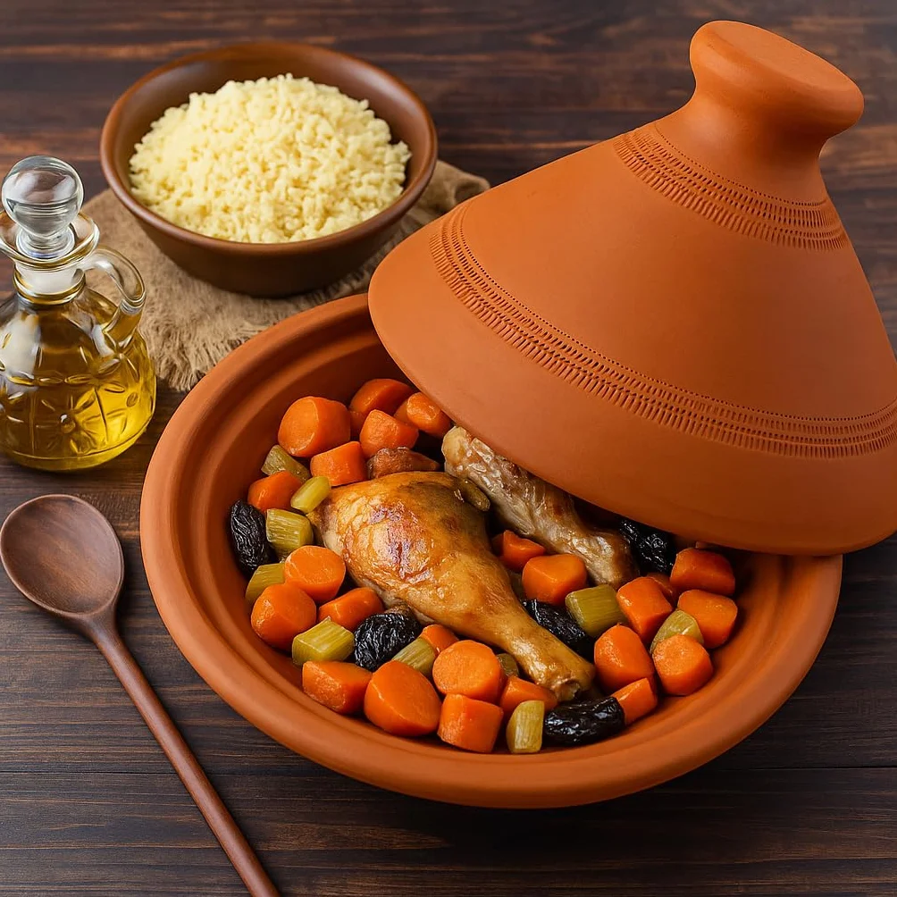 Tadżin gliniany garnek do gotowania 30 cm ręcznie wykonany Marrakesz