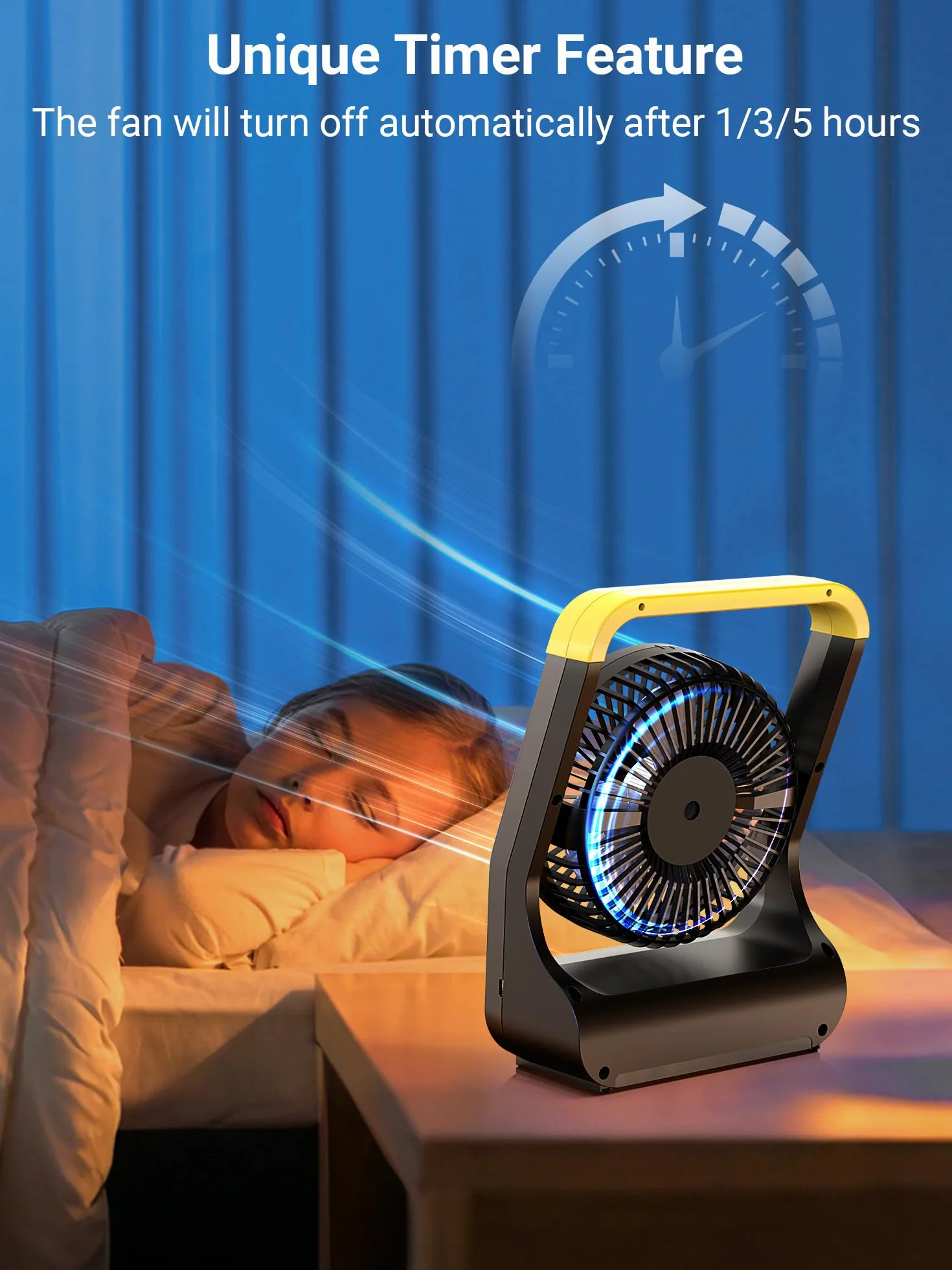 Gazeled Wentylator na baterie D-Cell z timerem 3 prędkości cichy obrót 180°