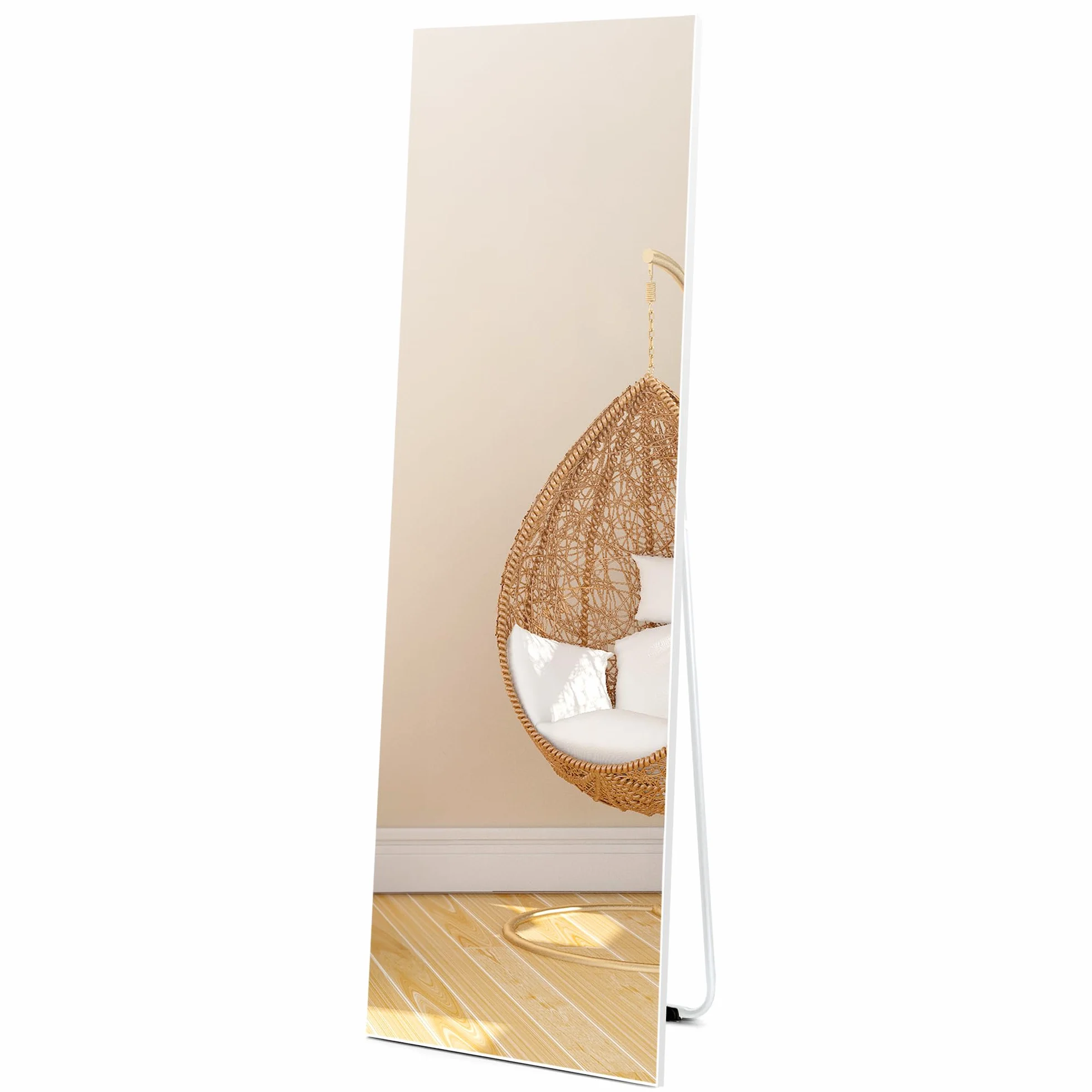 Lustro stojące 150 x 41 cm biała rama PCW szkło hartowane