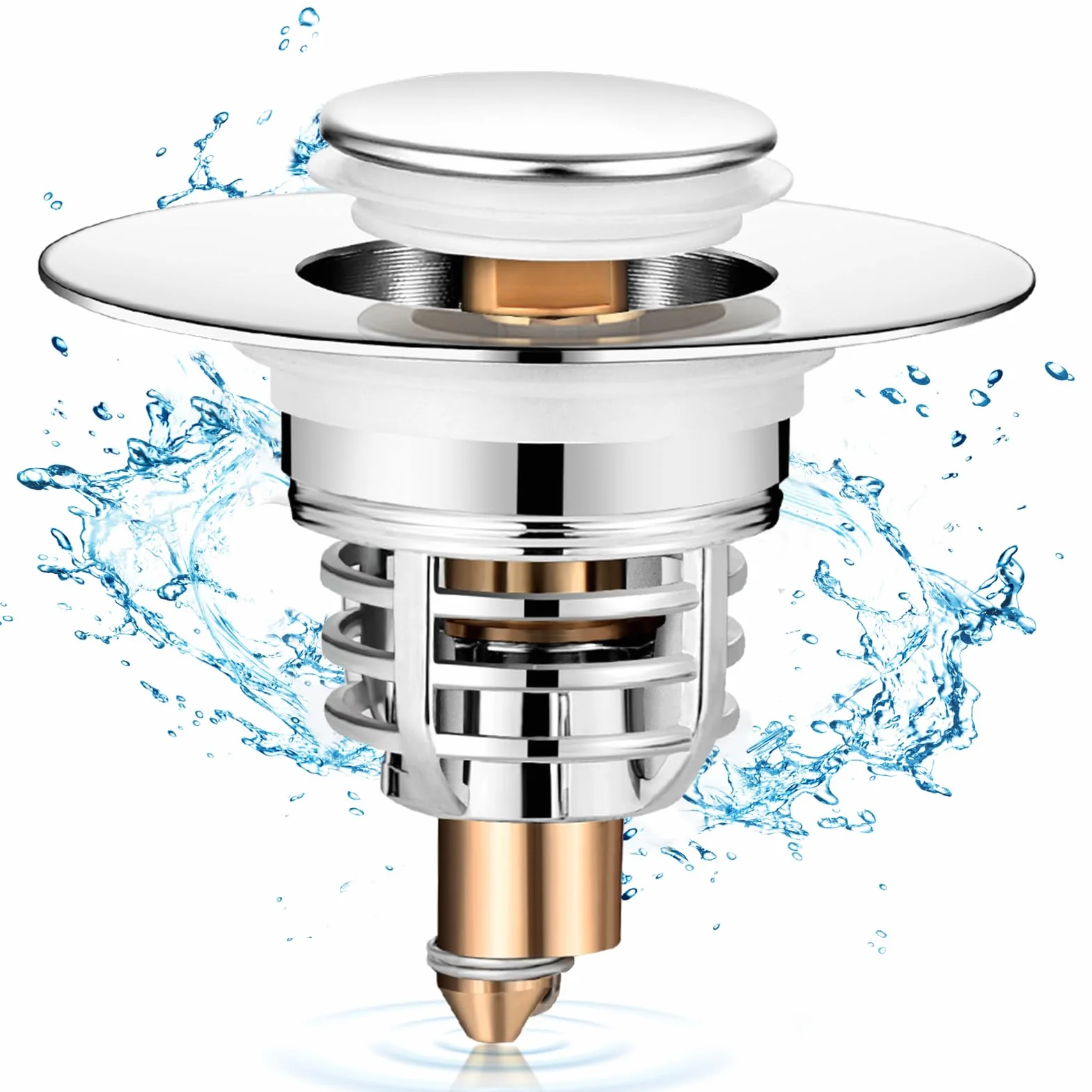 Diboniur Ulepszony korek do zlewu łazienkowego, uniwersalny korek do umywalki Pop up, metalowy korek odpływowy do wanny, kuchni, umywalki (otwór odpływowy 32 – 42 mm)