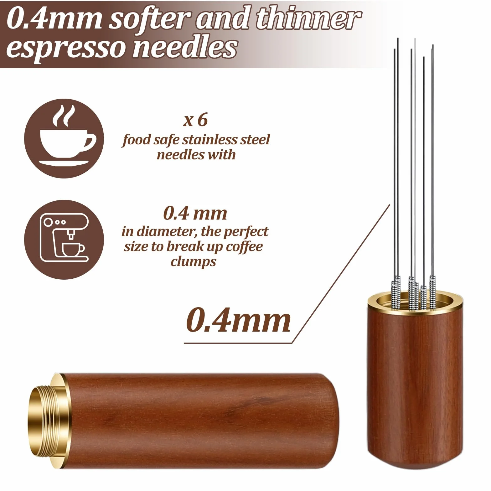 Akcesoria do kawy igły do kawy 0,4 mm drewniany uchwyt stojak mikser espresso