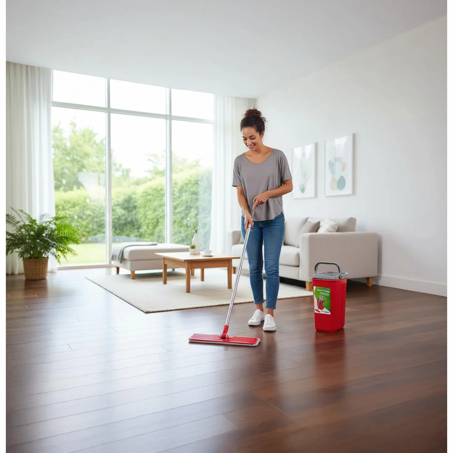Zestaw Płaski Mop z Wiadrem 5,7L Green Blue GB870 Drążek Teleskopowy 102-130 cm Mikrofibra