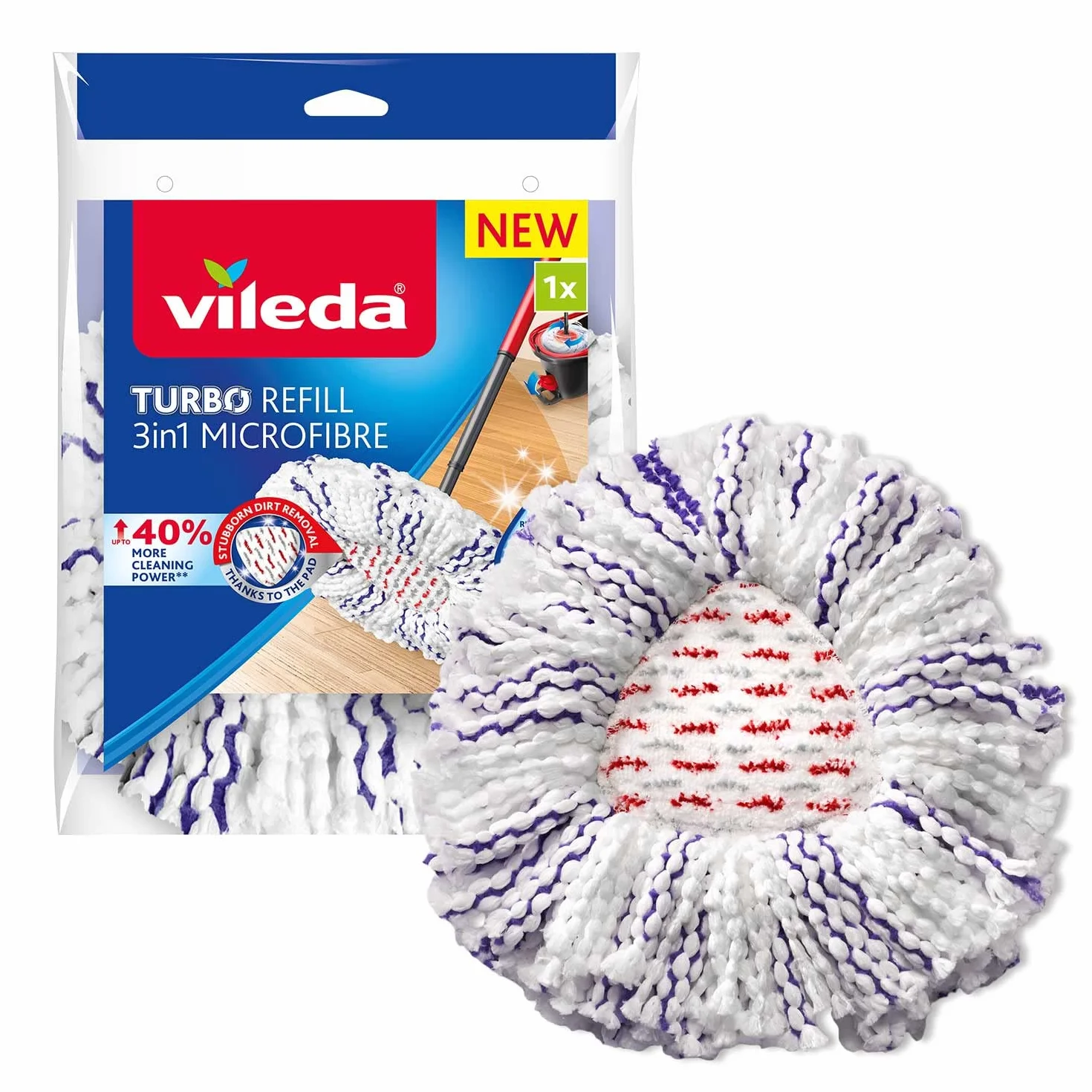 Vileda Wkład do mopa obrotowego Turbo Turbo 3w1 Mikrofibra