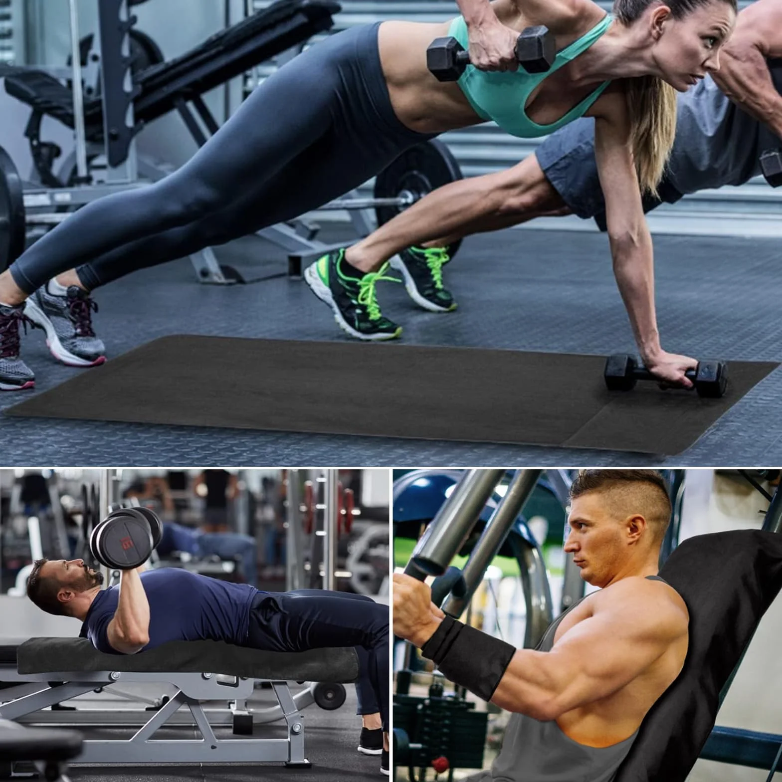 Ręcznik sportowy fitness 135 x 50 cm ciemnoszary antypoślizgowy szybkoschnący