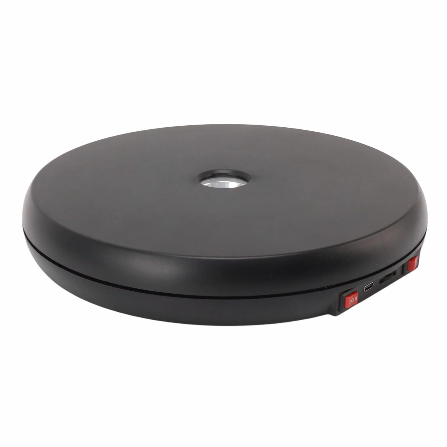 Elektryczny Zmotoryzowany Obrotowy Stojak Obrotowy z diodą LED, Fotografia 360 Stopni Gramofon Produkt Stojak Obrotowy do Wyświetlania Fotografii Produktowej Zegarek Jubilerski (Czarny)