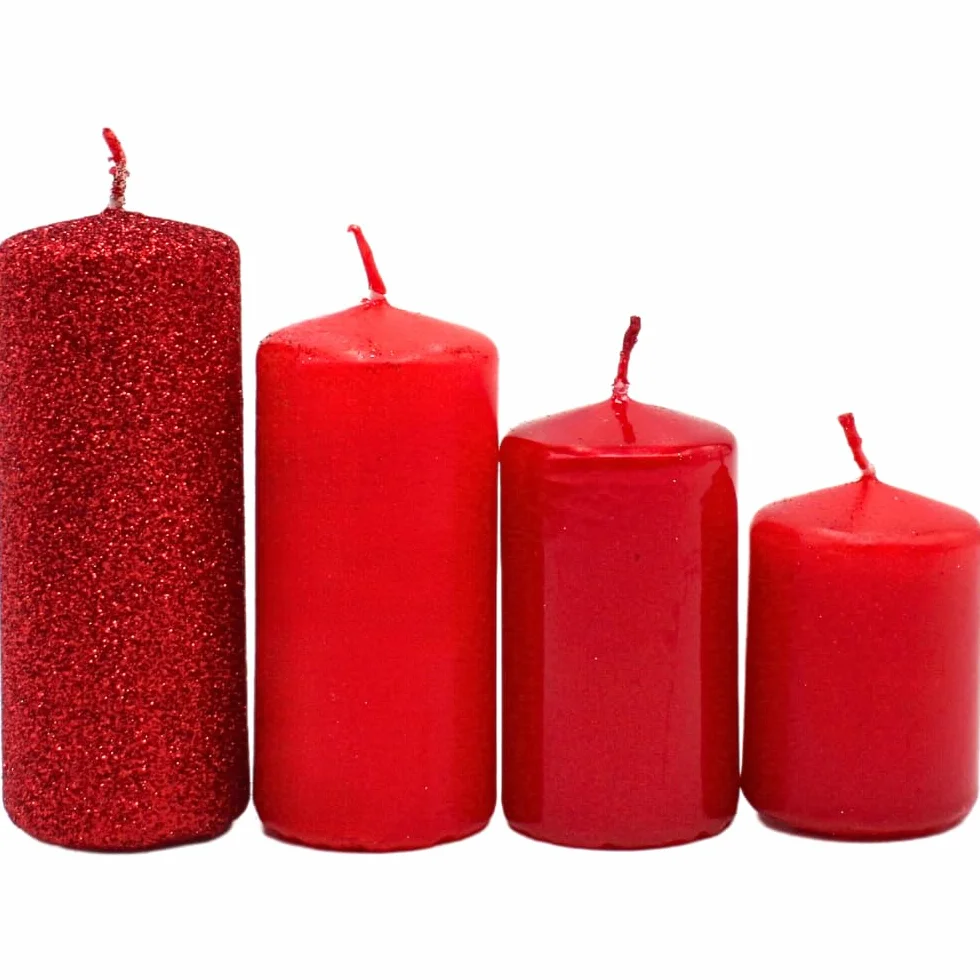 Świece adwentowe stopniowane czerwone 4 rozmiary 5-10 cm Ø 4 cm 280 g
