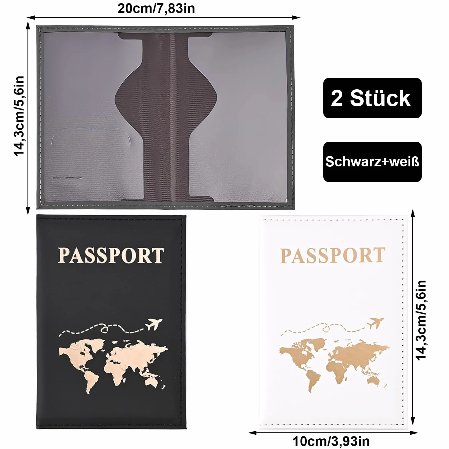 Etui na paszport 2PACK skóra PU organizer czarny biały