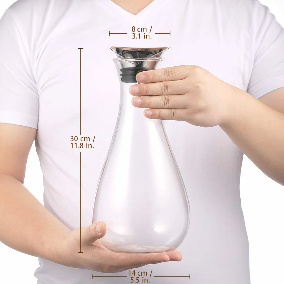 Glastal Szklana karafka 1,8 l ze stali nierdzewnej pokrywką, dzbanek szklany borokrzemowy na wodę sok