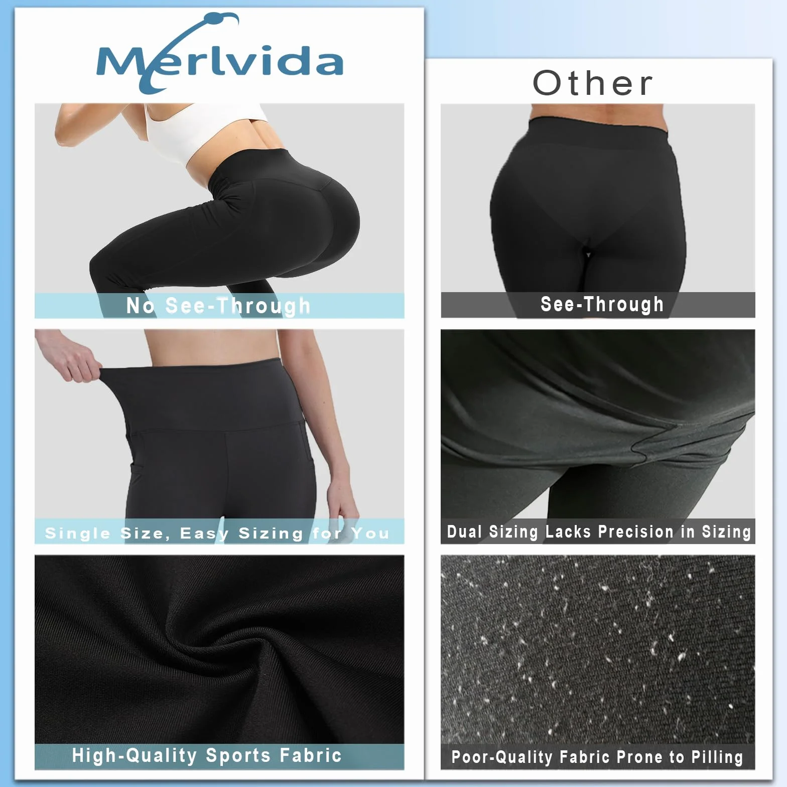 Merlvida Damskie legginsy sportowe z wysokim stanem z kieszeniami, odporne na przysiady, długie spodnie treningowe z kontrolą brzucha, legginsy gimnastyczne, rozciągliwe spodnie do jogi