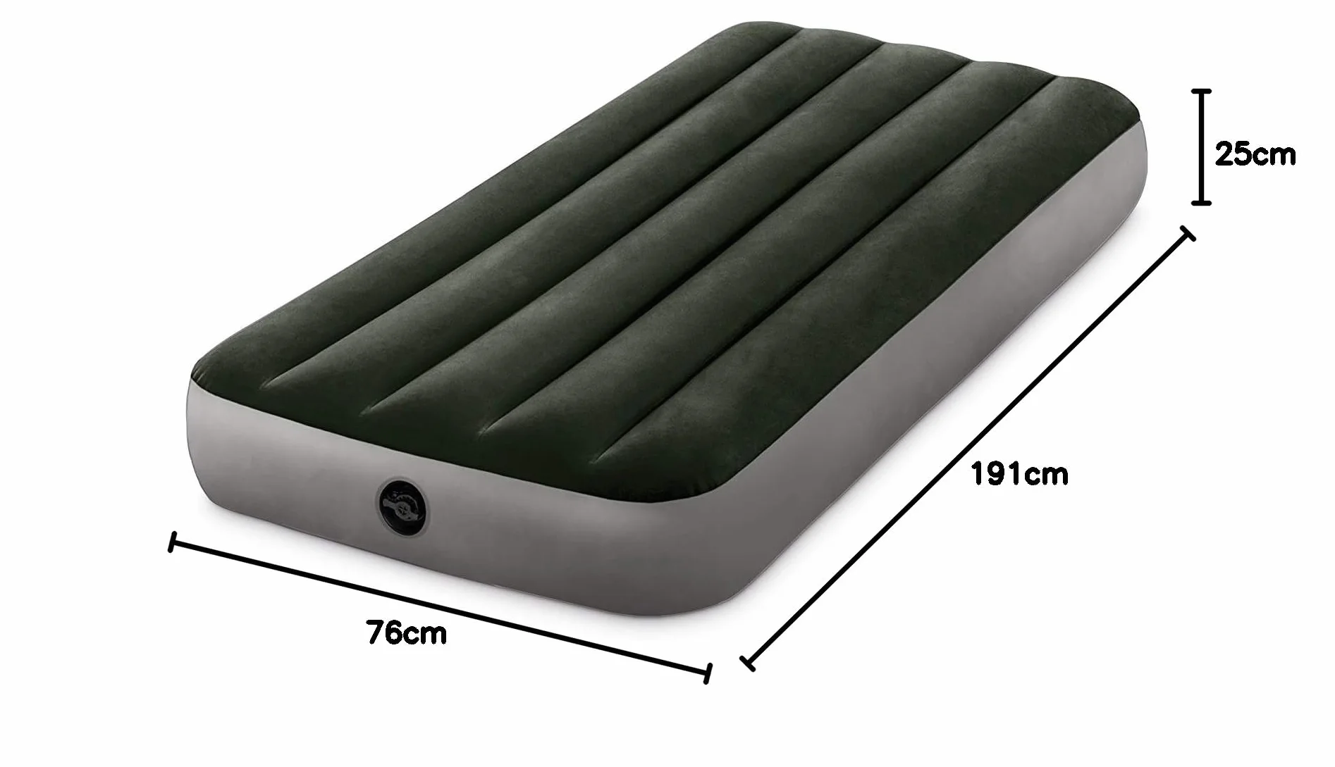 Intex Materac Dmuchany 76 x 191 x 25 cm Szary Czarny