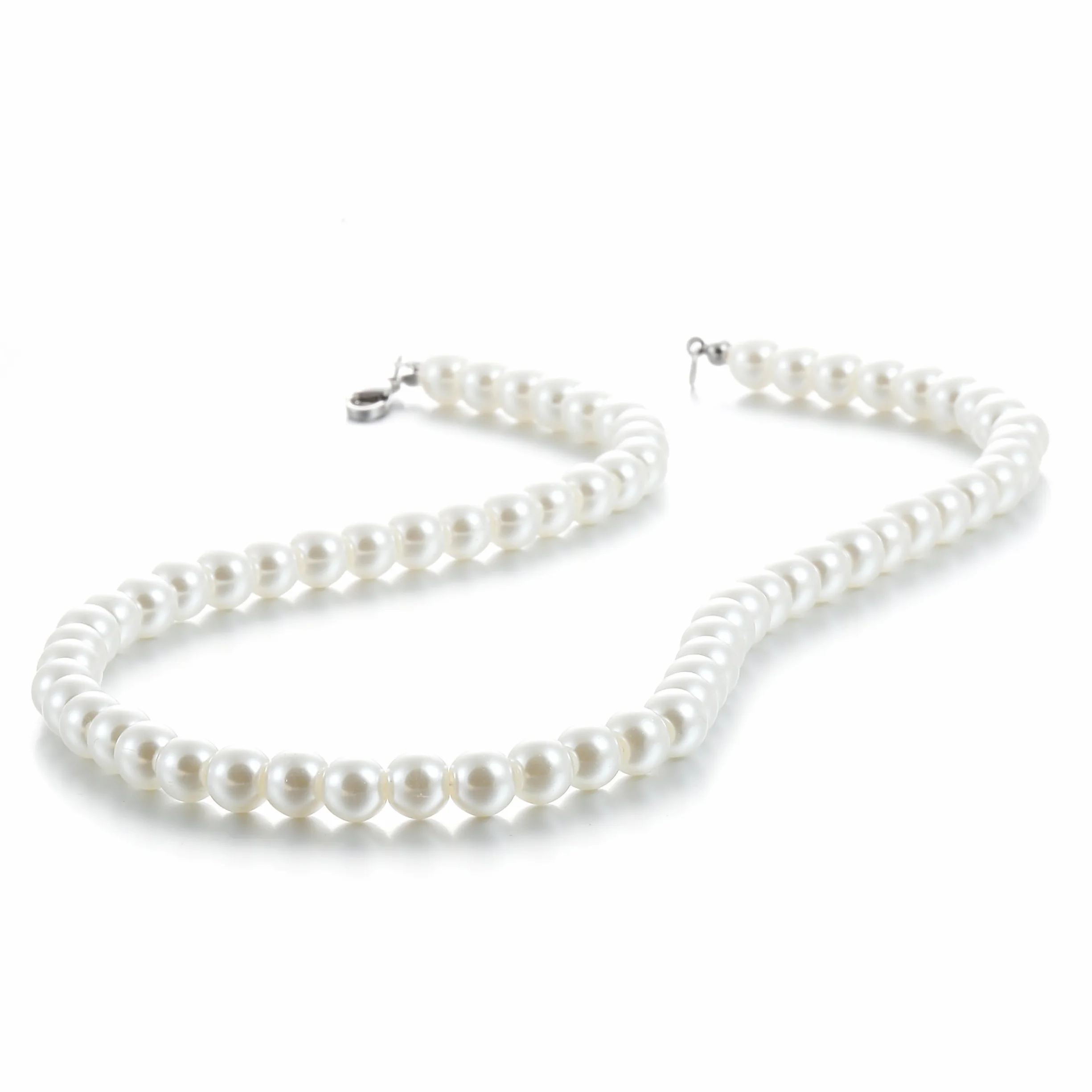 Naszyjnik z perłami damski i męski sztuczny naszyjnik z koralikami, 6/8 mm biała perła, krótka okrągła perła choker prezent urodzinowy biżuteria długość 40-60 cm