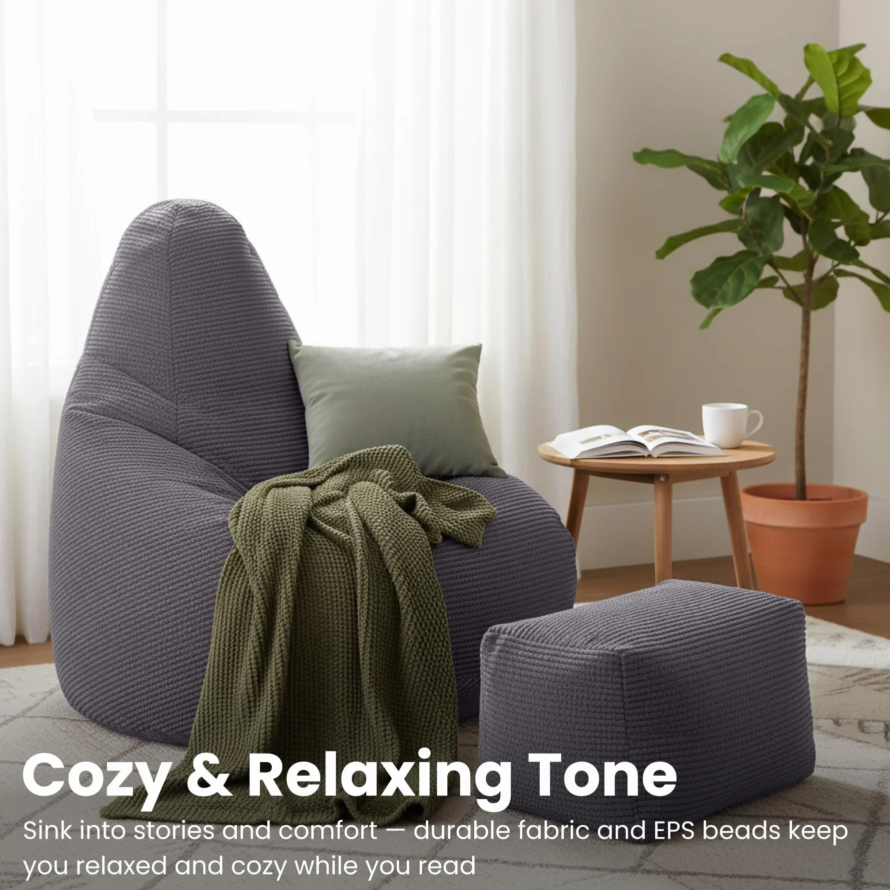 Loft 25 Krzesło do siedzenia z wysokim oparciem dla dorosłych, tkanina sztruksowa, do wewnątrz, do salonu, gamingowa, wewnętrzna wkładka, ergonomiczna konstrukcja dla wsparcia ciała (worek do