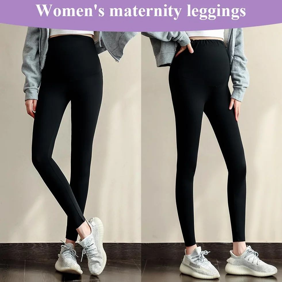 Aomig Damskie legginsy ciążowe, rozciągliwe regulowane spodnie ciążowe, wysoki stan miękkie wsparcie brzucha legginsy ciążowe, elastyczna talia pełna długość przycięte spodnie kobiety w ciąży piżama