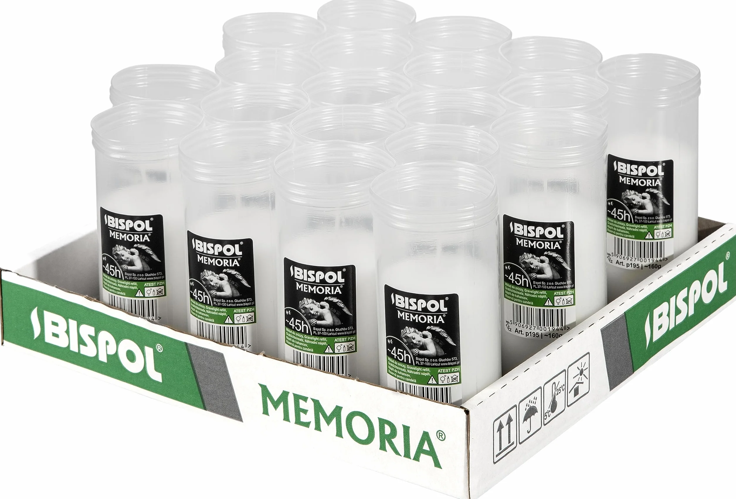 Wkłady do zniczy parafinowe Memoria p165 45h całoroczne 20szt