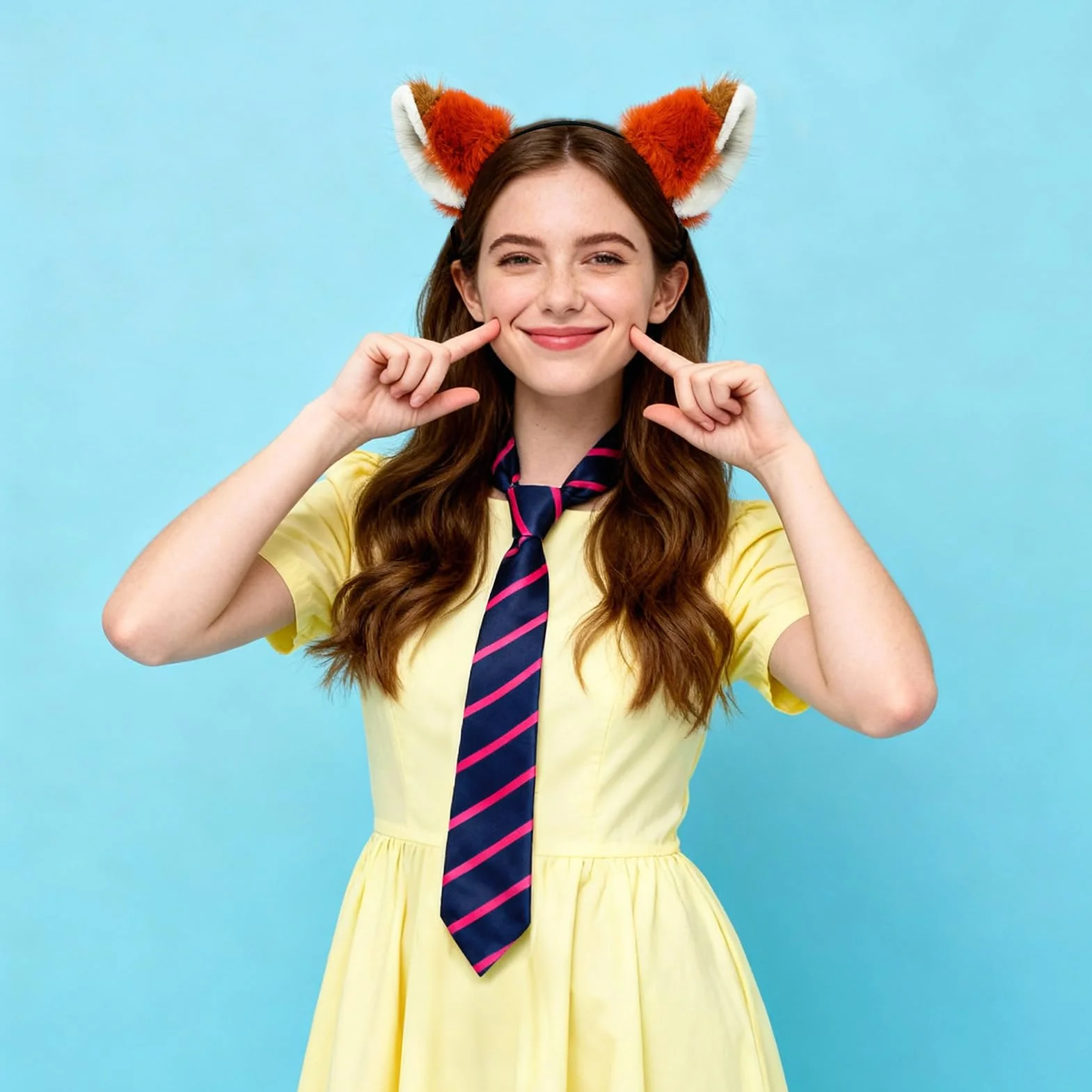 MWOOT Kostium karnawałowy, lisie uszy, opaska do włosów, lisie uszy, cosplay, futrzany kostium lisa z krawatem w paski, na Halloween, Cosplay, akcesoria urodzinowe