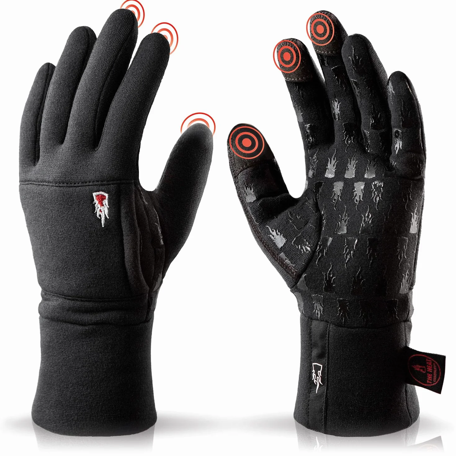 THE HEAT COMPANY - MERINO LINER PRO - wkładki do rękawic - rękawiczki z wełny merynosów - jakość premium - rękawiczki z ekranem dotykowym - damskie i męskie - rękawiczki sportowe - czarne