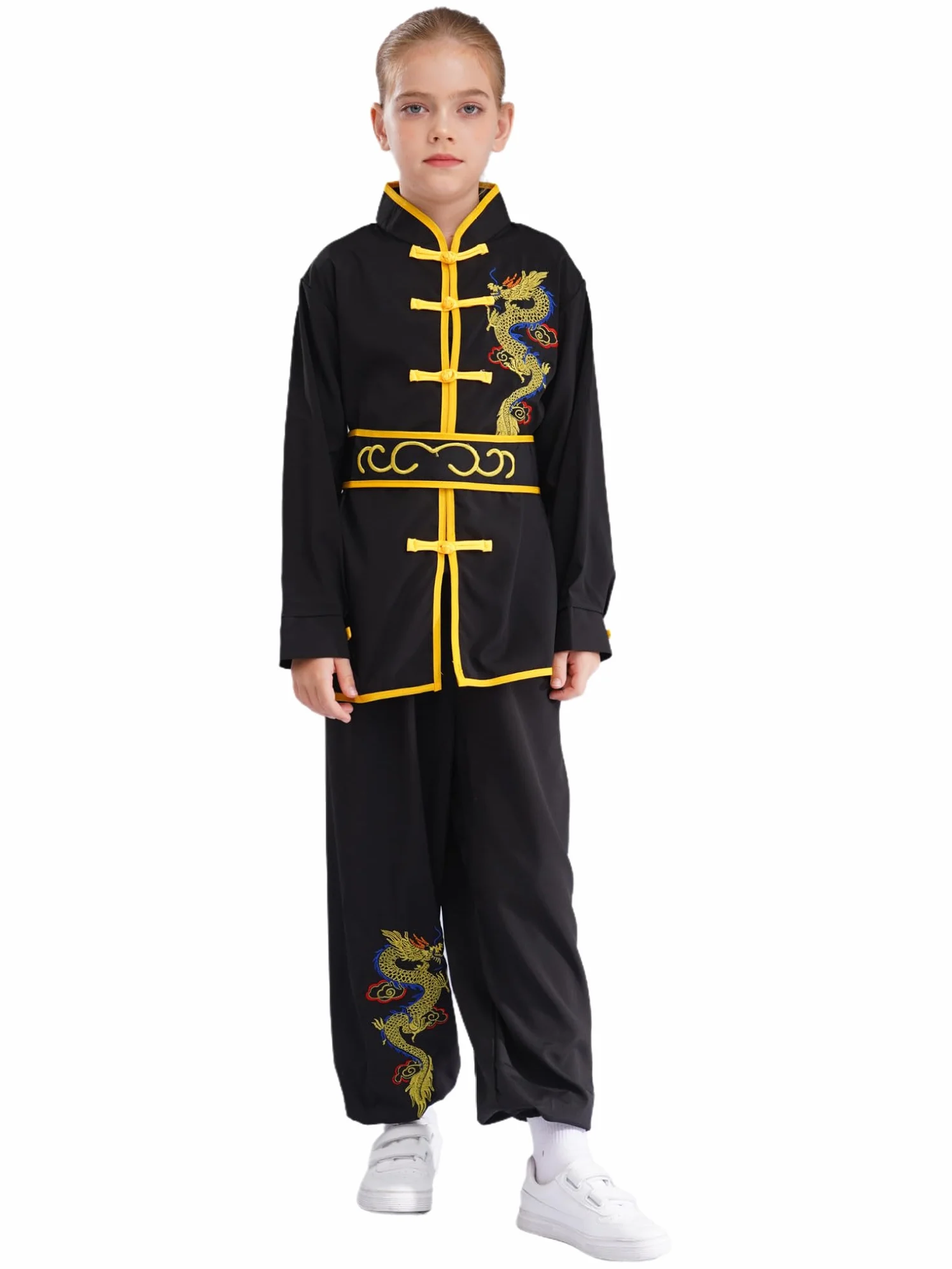 Oyolan Unisex Odzież Sztuki Walki Tai Chi Dziecko Tradycyjny Chiński Kostium Kung Fu Strój 3-16 lat