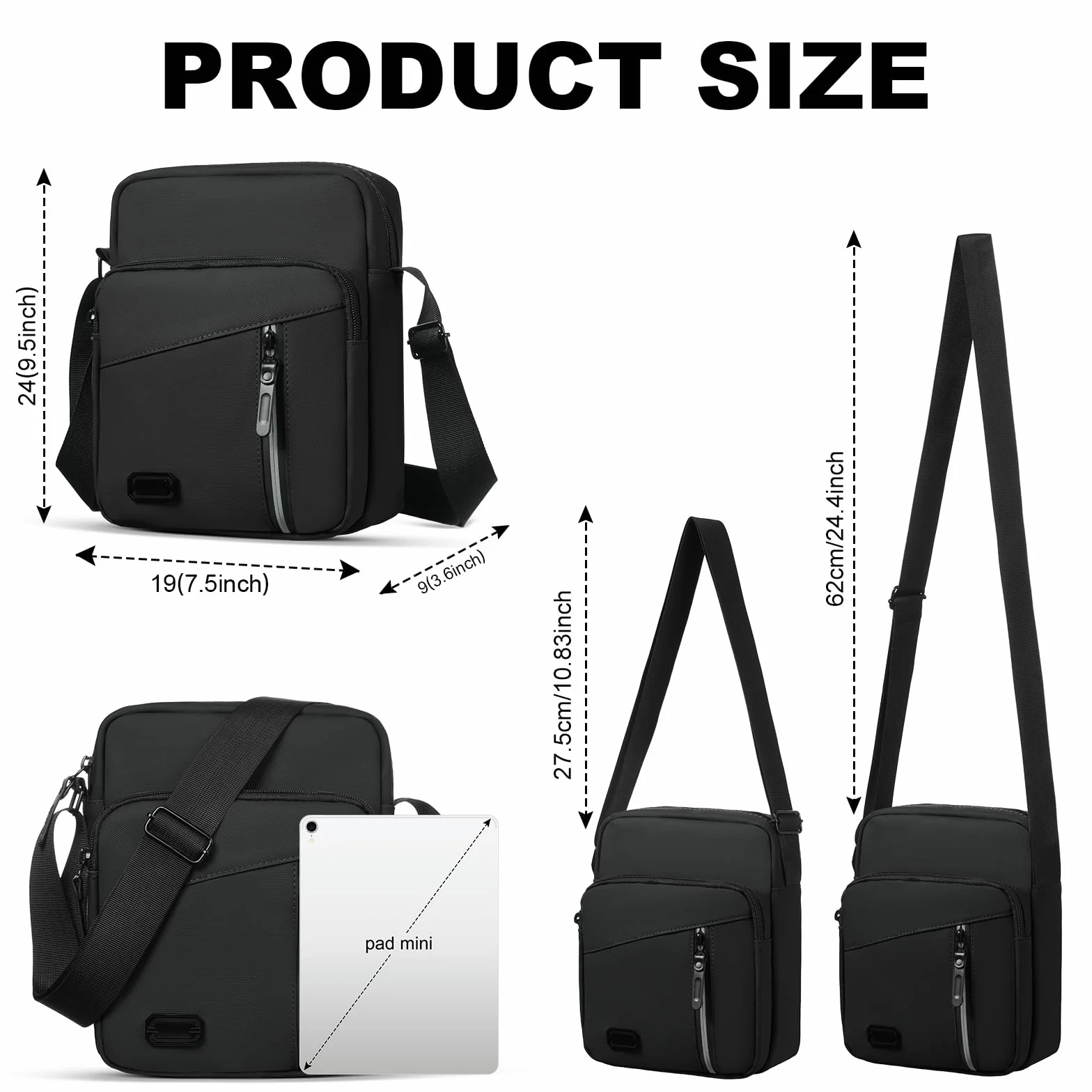 Aucuu Torba na ramię wodoszczelna męska listonoszka crossbody z wieloma kieszeniami
