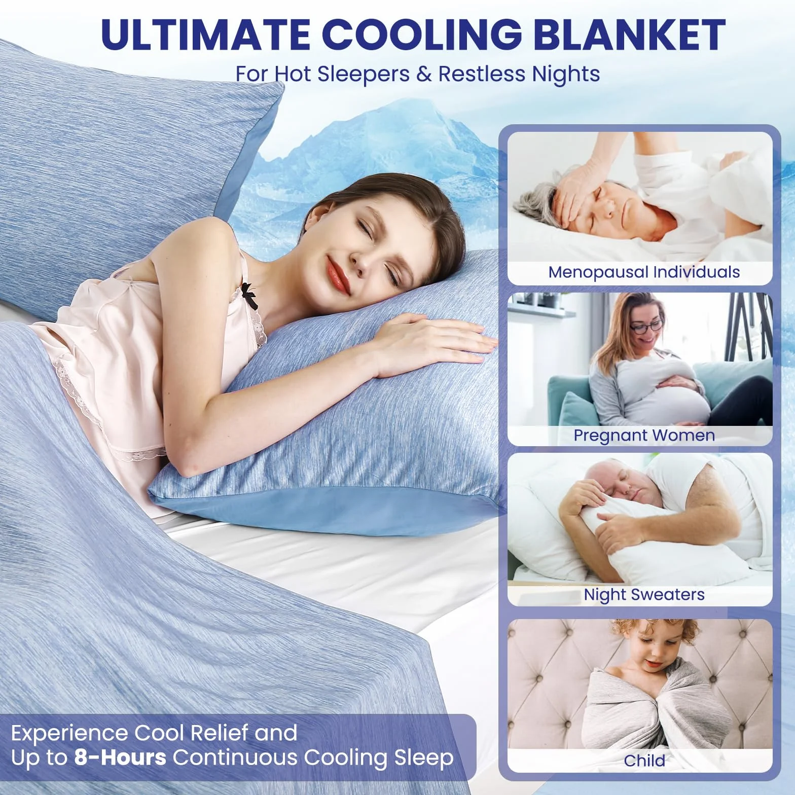 Elegear Koc Letni 2 w 1 Narzuta na Łóżko Antyalergiczny Oddychający 130 x 170 cm Niebieski