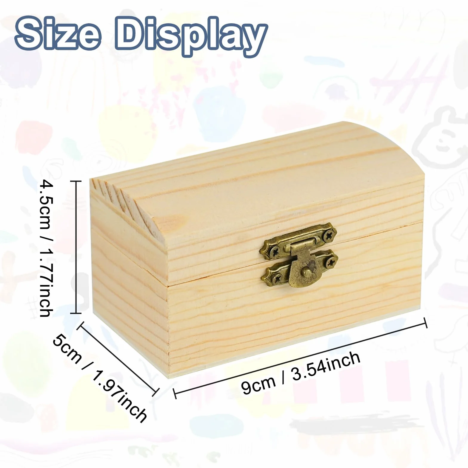 10 sztuk, małe, niedokończone drewniane pudełko na skarby (9 x 5 x 4,5 cm), mini drewniana skrzynka na skarby z zamknięciem, do rzemiosła artystycznego i na imprezę