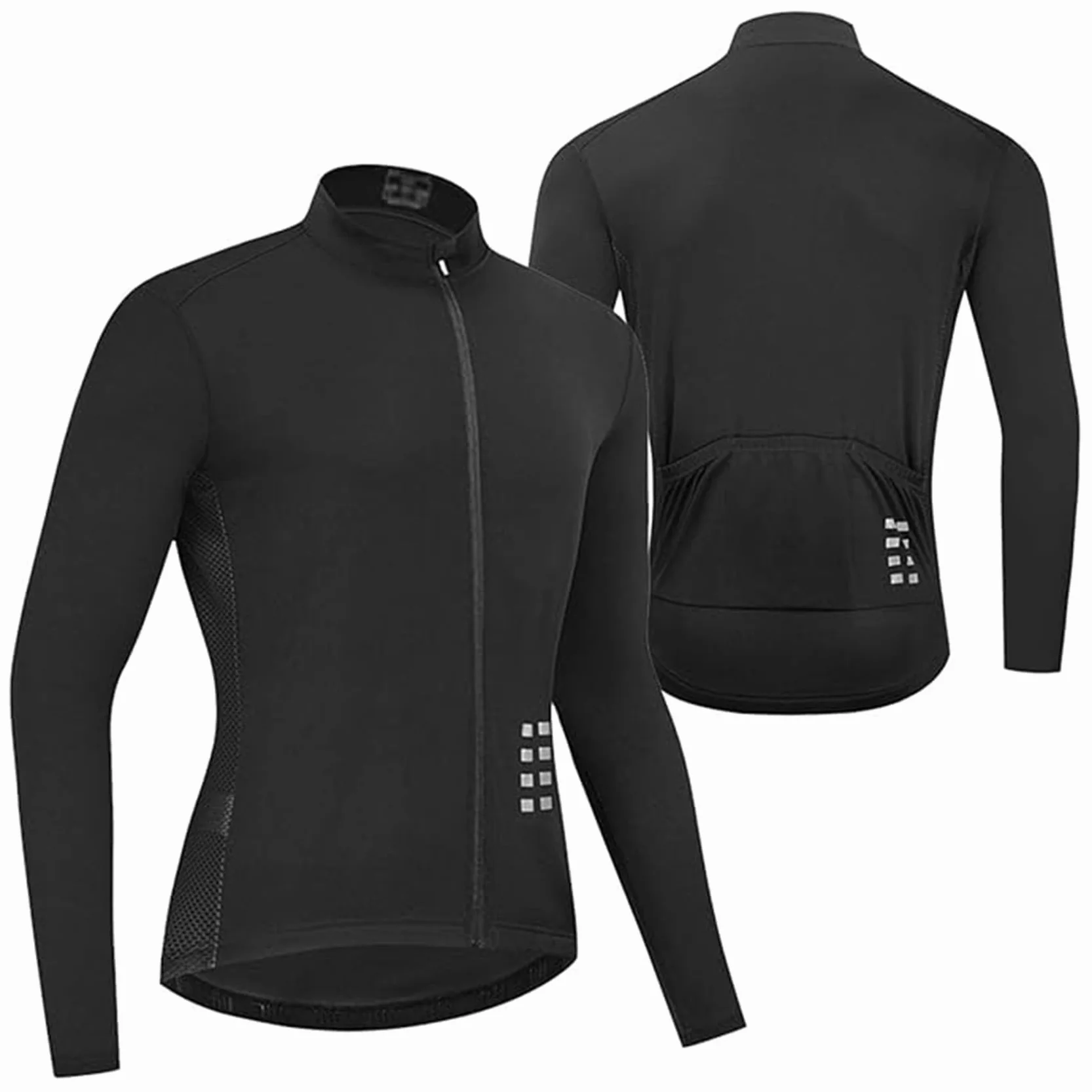 Koszulka rowerowa z długim rękawem męska i damska Koszulki rowerowe Letnia jazda rowerze Koszulki odblaskowe z siateczki Oddychające koszulki Ubrania rowerowe,Black-ASIA2XL/EURXL