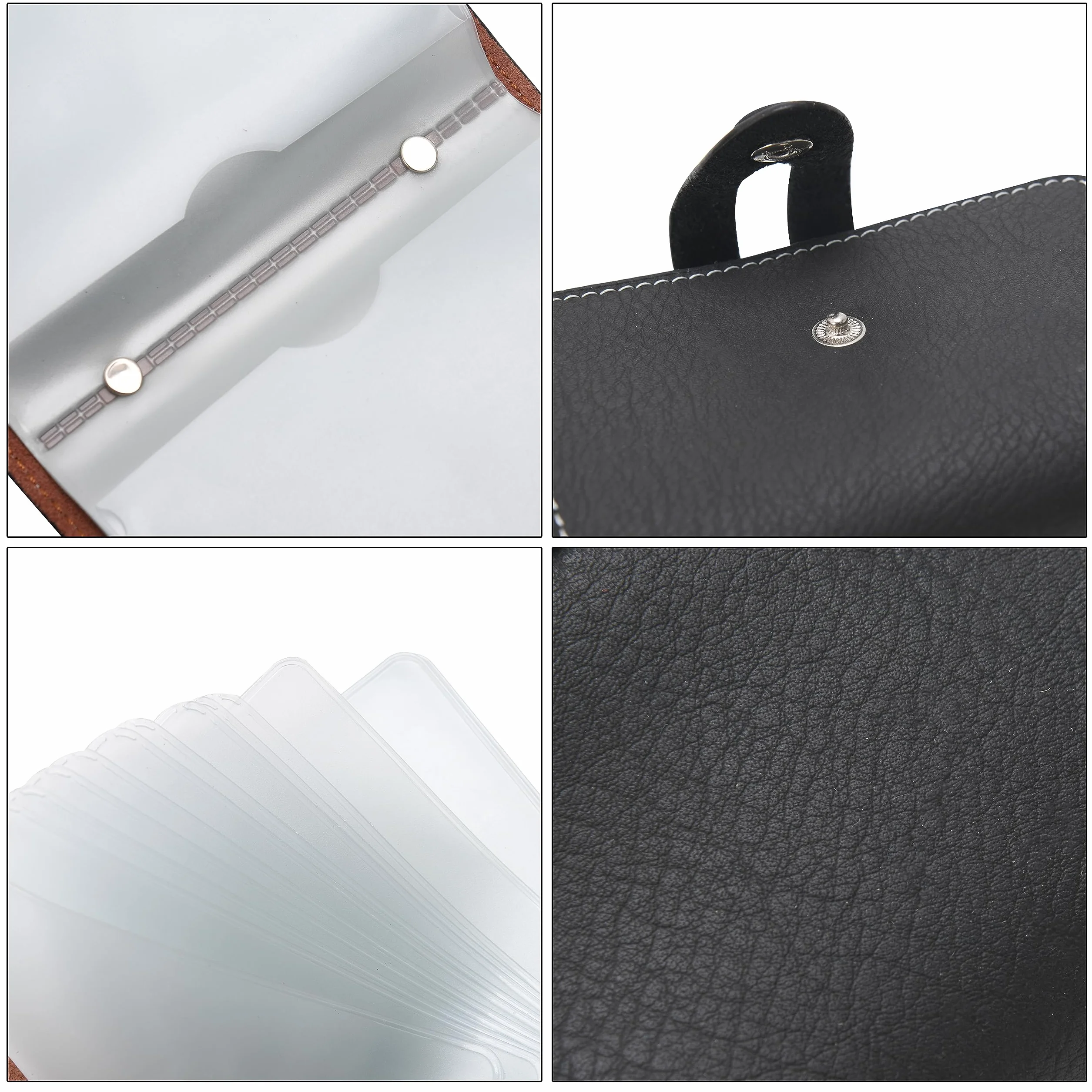 Etui na karty z prawdziwej skóry dla kobiet i mężczyzn, etui na karty kredytowe - 20 kart, czarny, 10.5*7.5*2cm, Nowoczesny