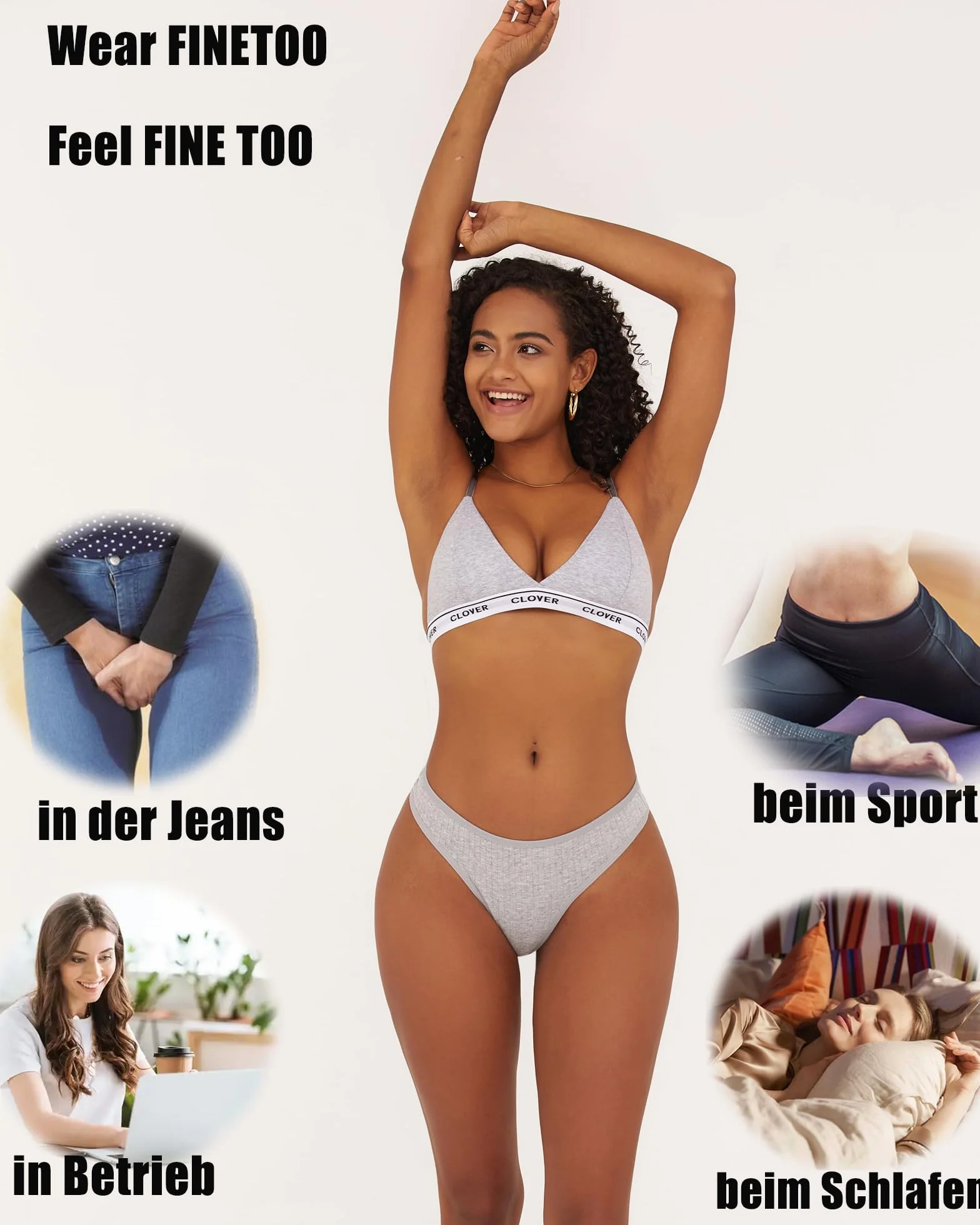 FINE TOO Zestaw 10 par stringów, tanga, damskie, bawełniane, seksowne, bielizna dla kobiet, bielizna, stringi, wielopak. S-XL, wielokolorowa, S
