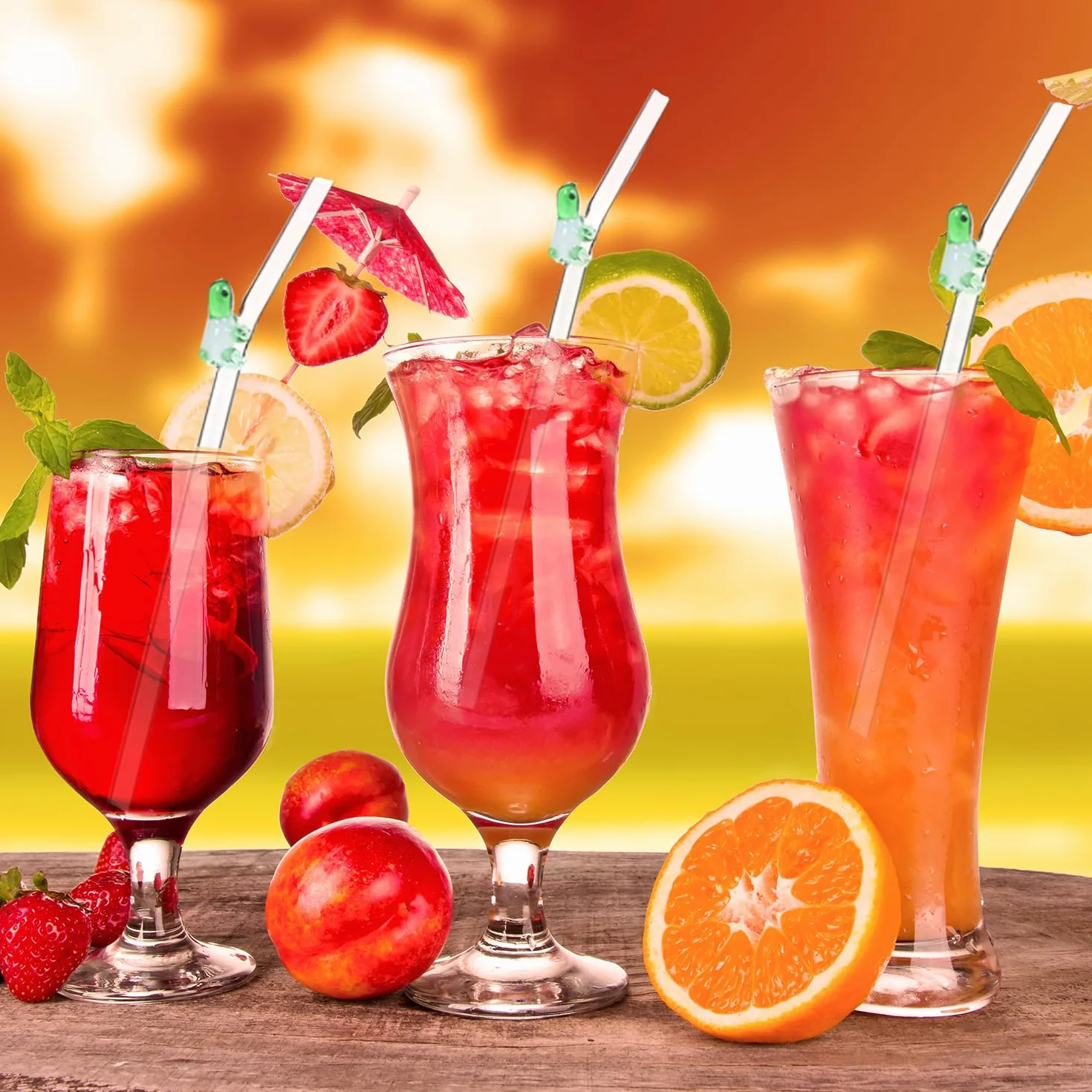 Szklane słomki wielokrotnego użytku 10 sztuk 8 mm do smoothie, kawy