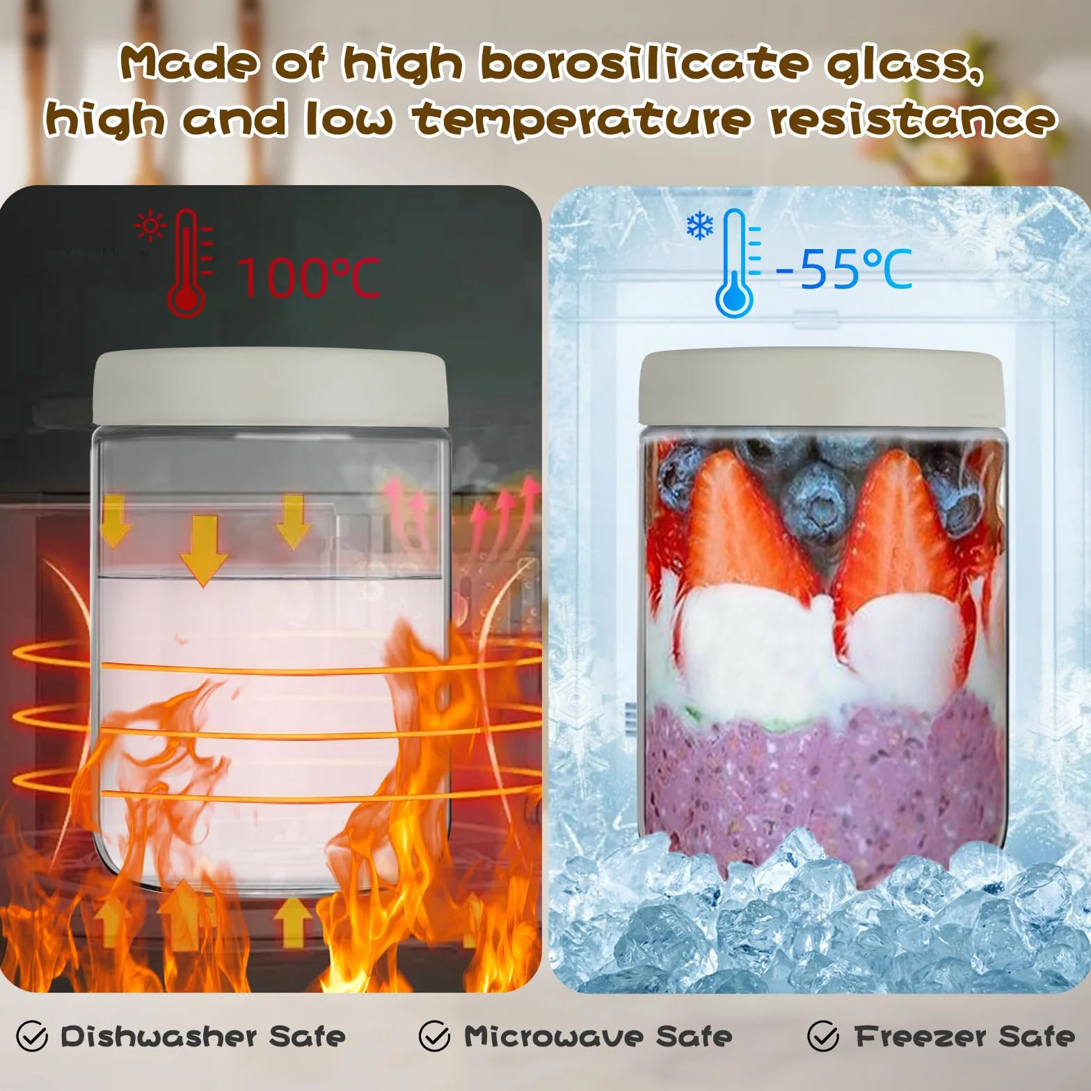 Pojemnik na owies, do kuchenki mikrofalowej, do przygotowywania posiłków, przechowywania, marynowania, 2 szt., 600 ml, wielofunkcyjne szklane słoiki z pokrywkami, konserwowanie sałatek