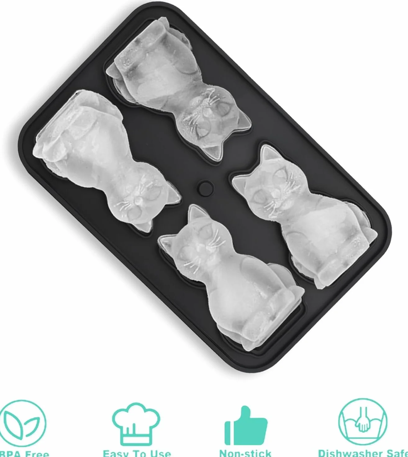 Ice Cat Ice Cube Tray 3D Cat Shape Moulds 4-otworowe duże zabawne formy