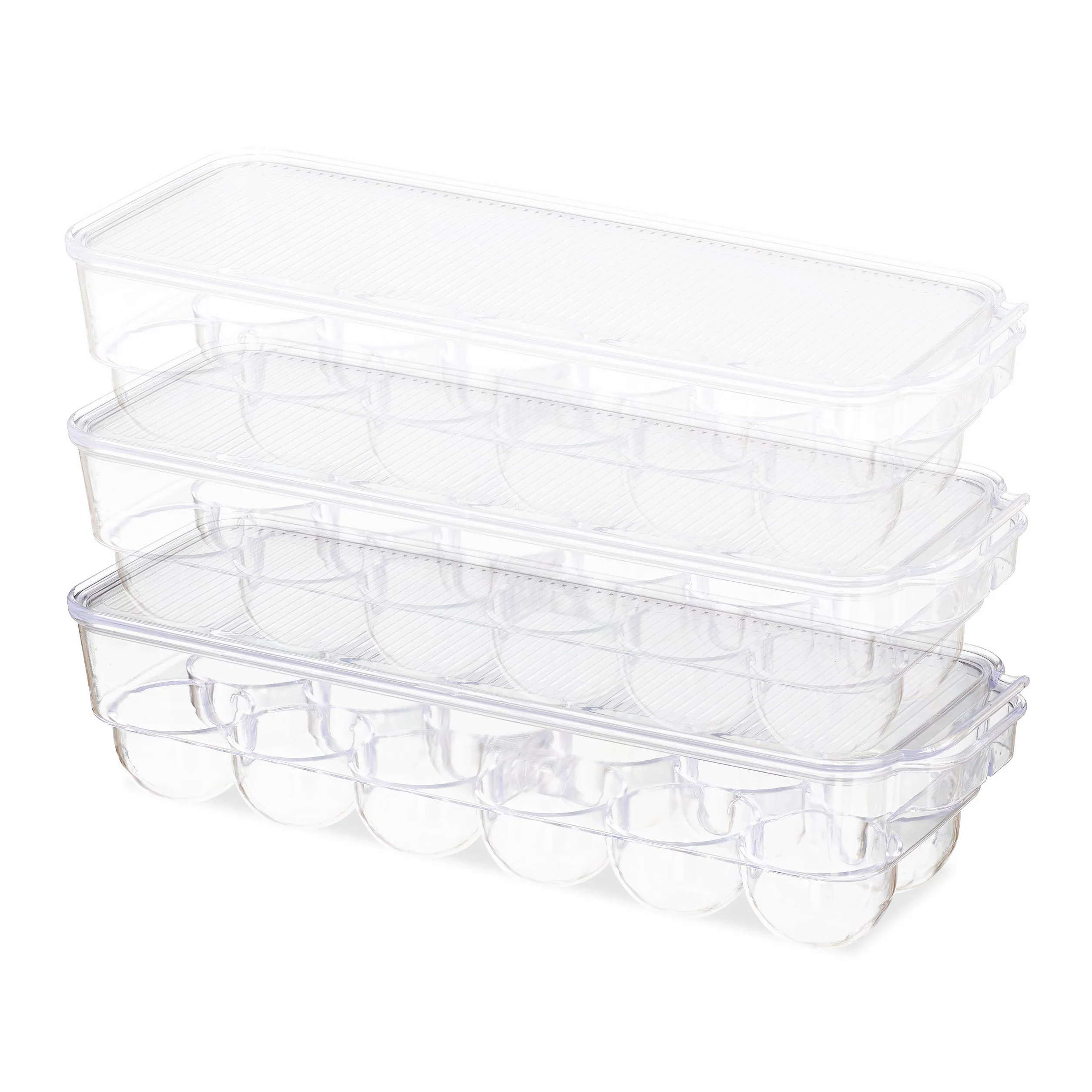 Relaxdays Pudełko na 12 jajek, z pokrywką, można układać w stos, łatwe w pielęgnacji, pojemnik na jajka, tworzywo sztuczne, przezroczyste, 8 x 32,5 x 11,5 cm