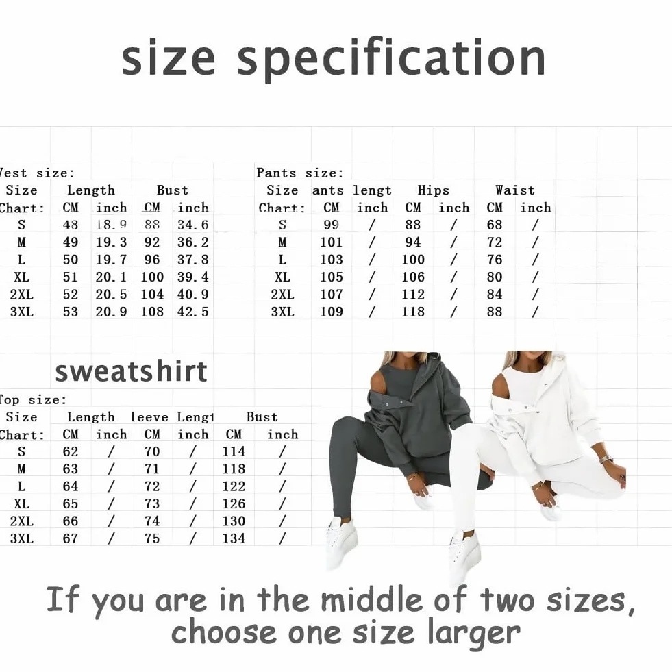 Calmlily 3-częściowy zestaw z kapturem dla kobiet, solidna bluza z kapturem oversize na guziki, 3-częściowe zestawy bluzy z kapturem oversize dla kobiet, zestawy treningowe