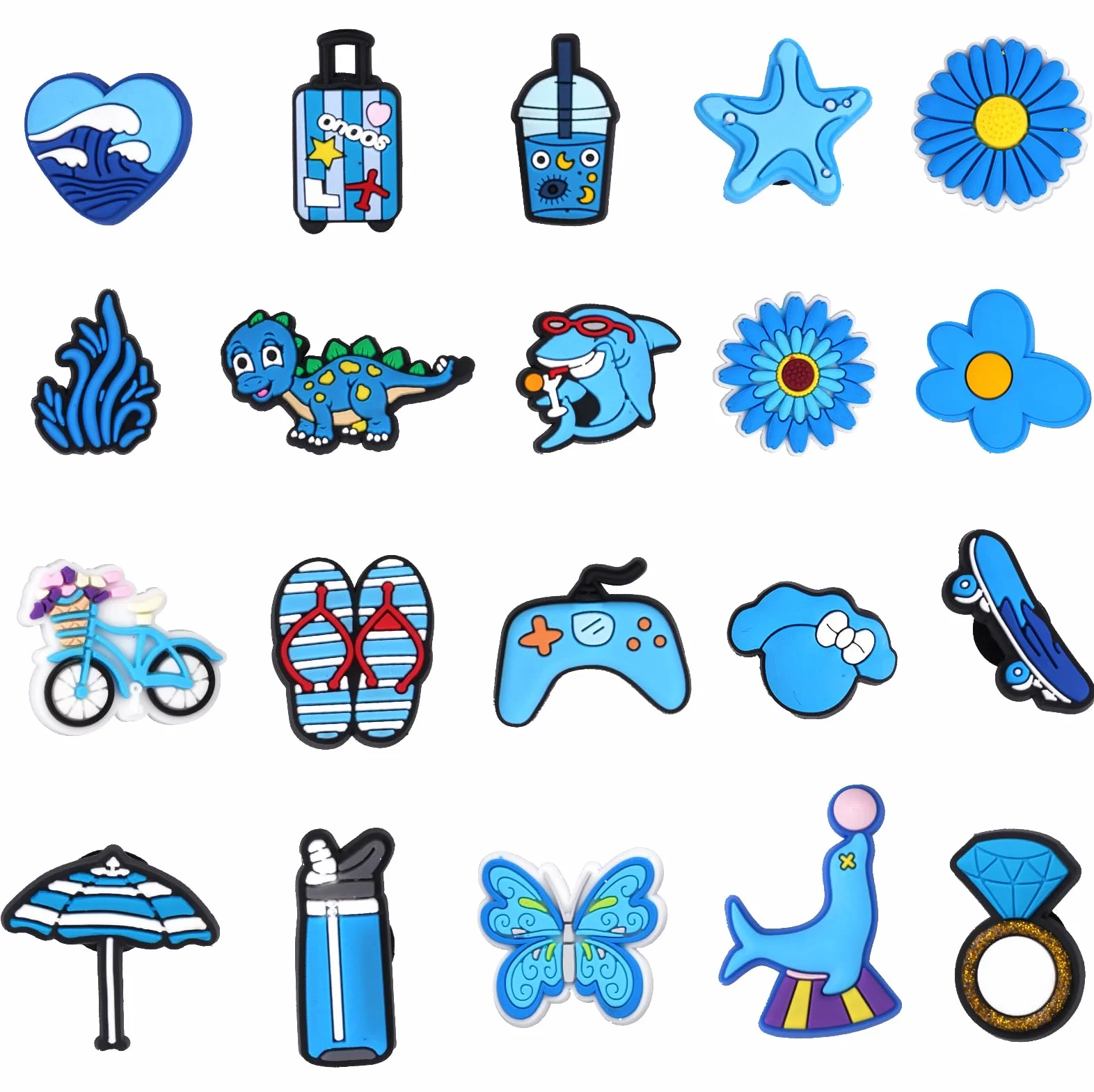 AUAUY Charms do butów, zawieszka w kształcie kwiatka do butów Crocs, akcesoria do bransoletki do butów Crocs, urocza dekoracja butów dla dziewcząt, chłopców i dorosłych, PCW