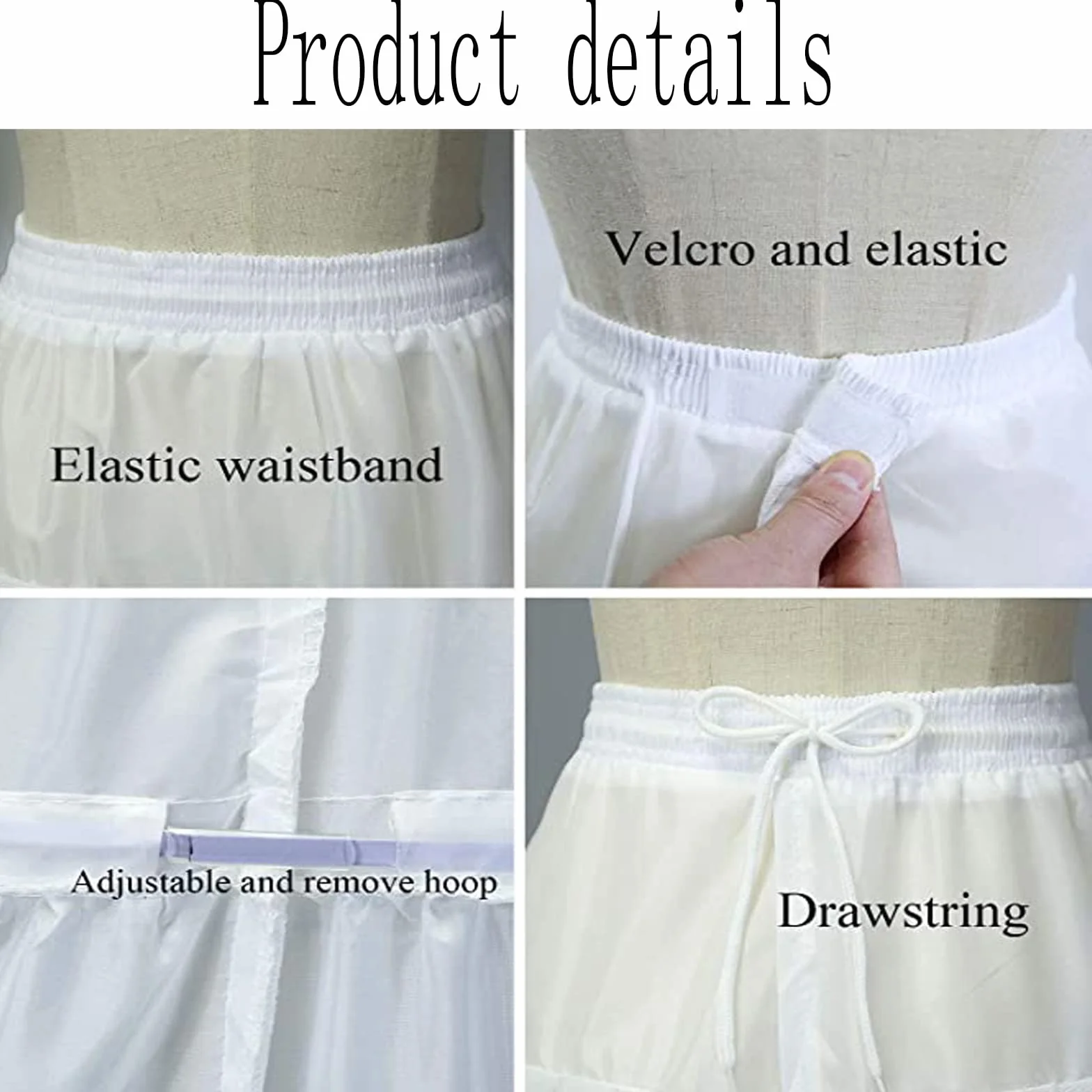 Krinoline Petticoat halka, 3 pierścienie, regulowana halka, krynolina, dla panny młodej, na bal absolwentów