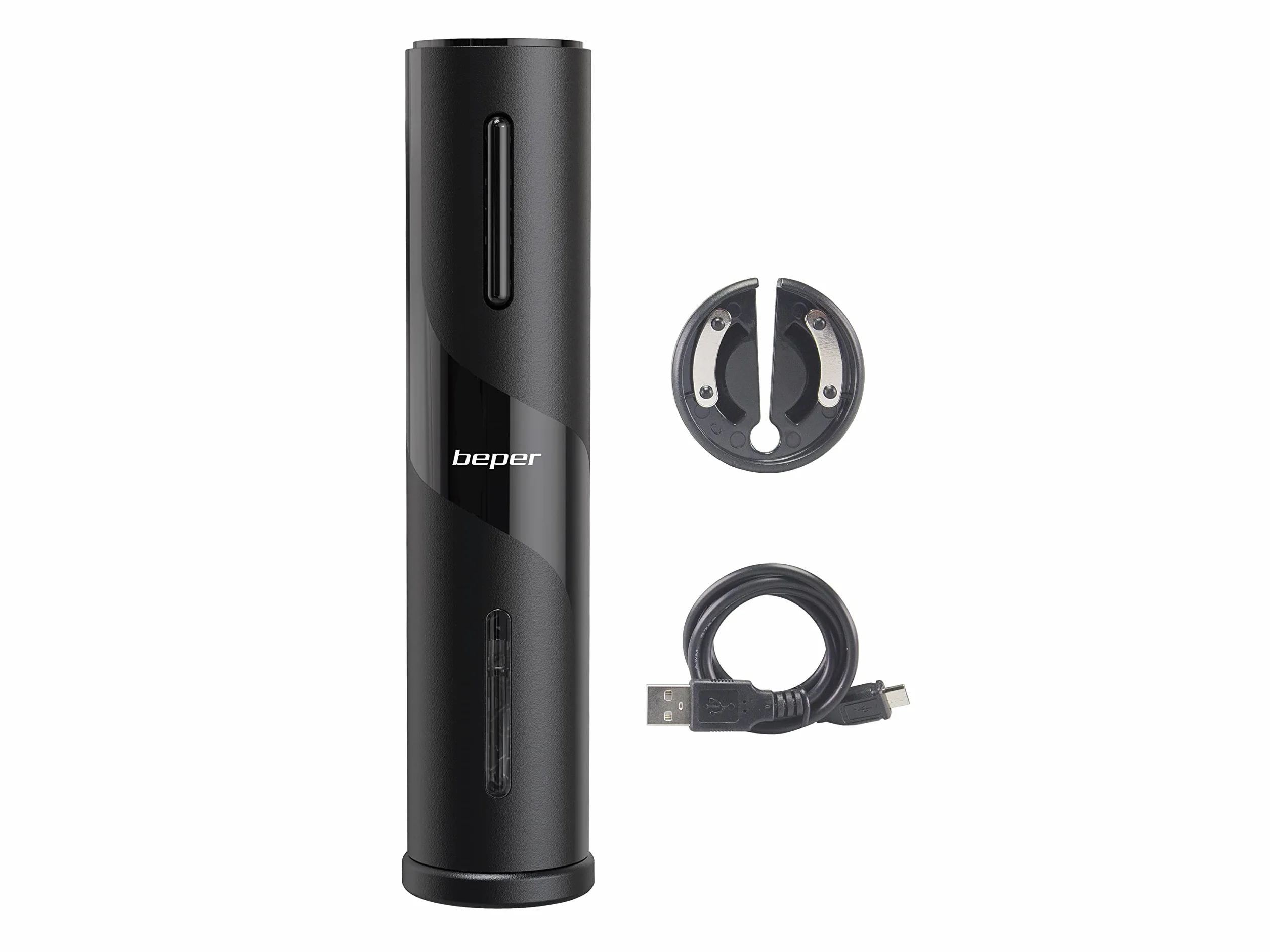 BEPER P102ACP100 Korkociąg elektryczny z obcinaczem do wina, ładowany USB
