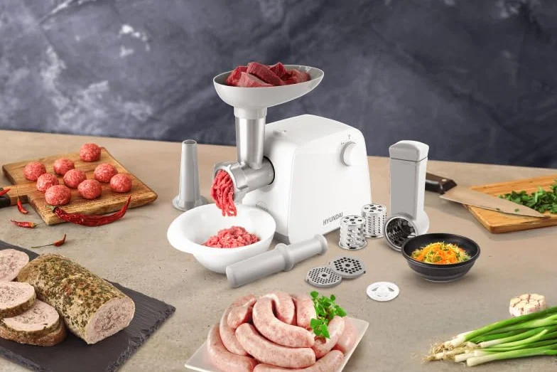 Maszynka do mięsa MG740 I robot kuchenny I 1300 W I mielenie, tarcie, krojenie, napełnianie kiełbasą I nóż mielący ze stali nierdzewnej I funkcja odwrotna I ochrona silnika I
