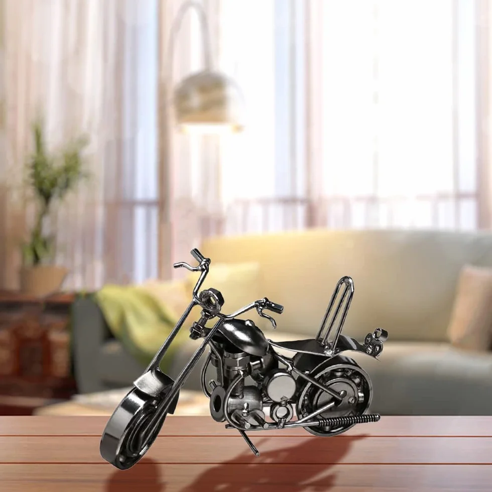 Dekoracyjny Motocykl Vintage Żelazna Rzeźba Metalowa Dekoracja Model Kolekcjonerski Prezent