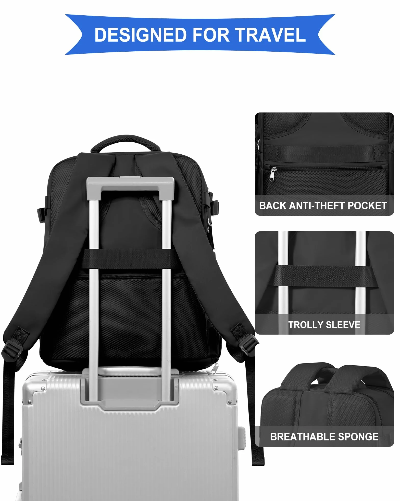 SZLX Duży Plecak Podróżny dla Kobiet, Ryanair 40x30x20 Plecak Wizz Air Cabin Bag Plecak Wodoodporny Plecak Biznesowy na Laptopa Podróżny dla Mężczyzn Bagaż Podręczny samolotowy z przegrodą na buty