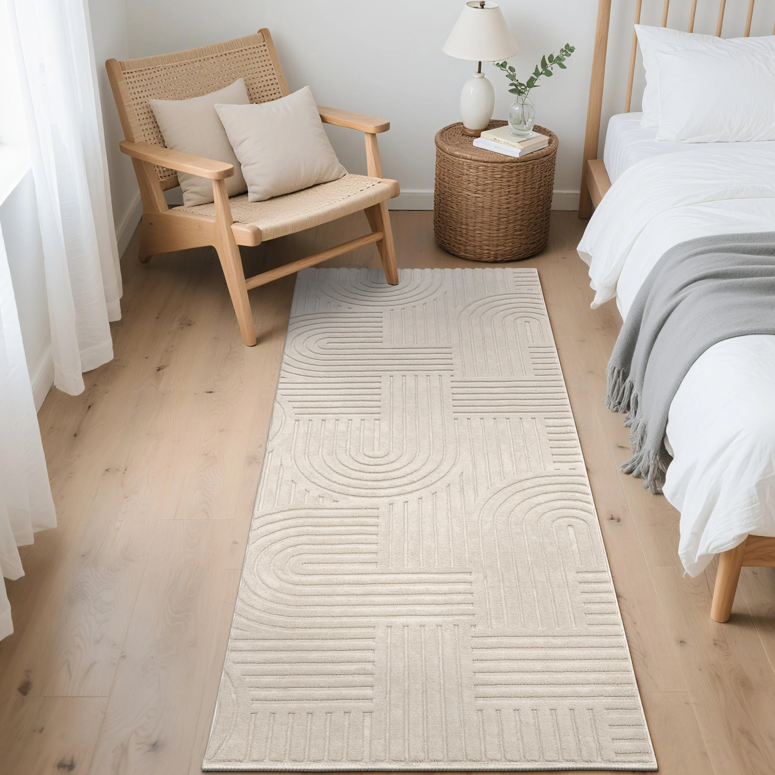 Enyhom Bieżnik na korytarz, 80 x 200 cm, beżowy chodnik do korytarza, można prać w pralce, chodnik do przedpokoju, na drzwi kuchenne, przedpokój, pralnię, korytarz